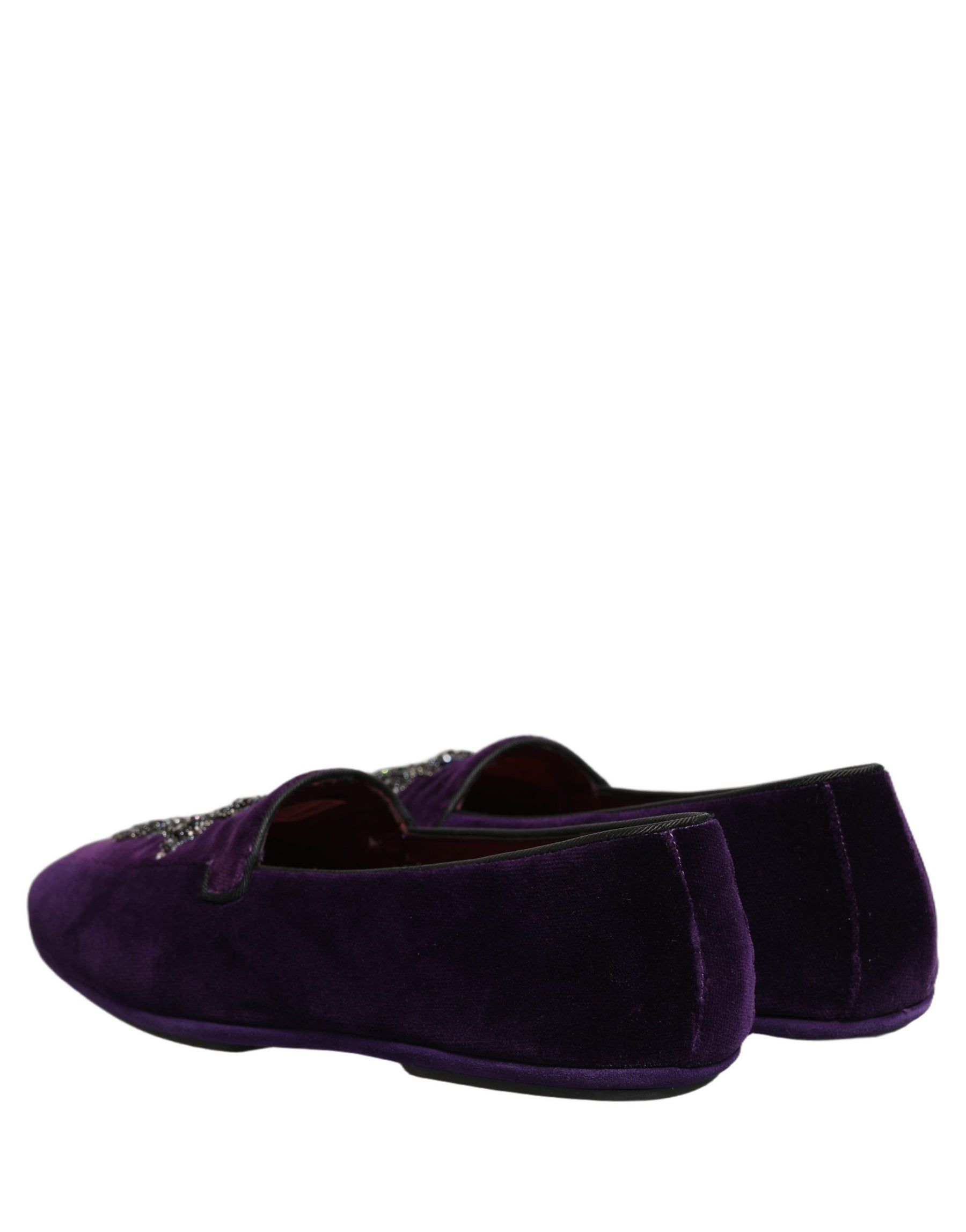 Dolce & Gabbana Violet Suede Embellished Dress Loafers Shoes | Regal Royce