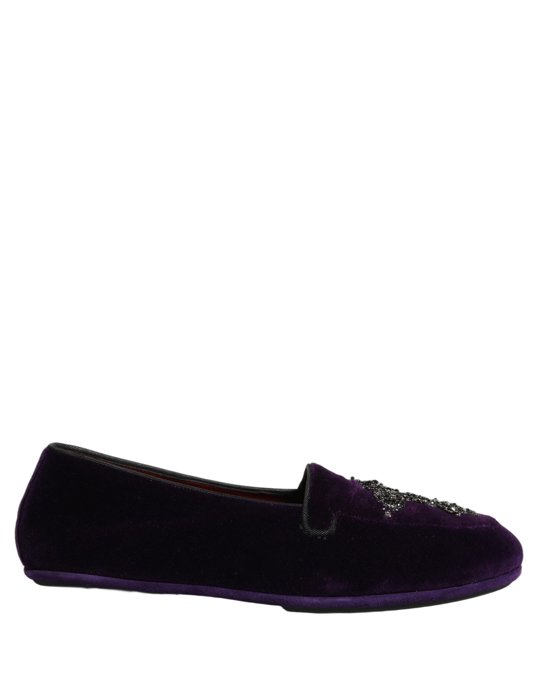 Dolce & Gabbana Violet Suede Embellished Dress Loafers Shoes | Regal Royce