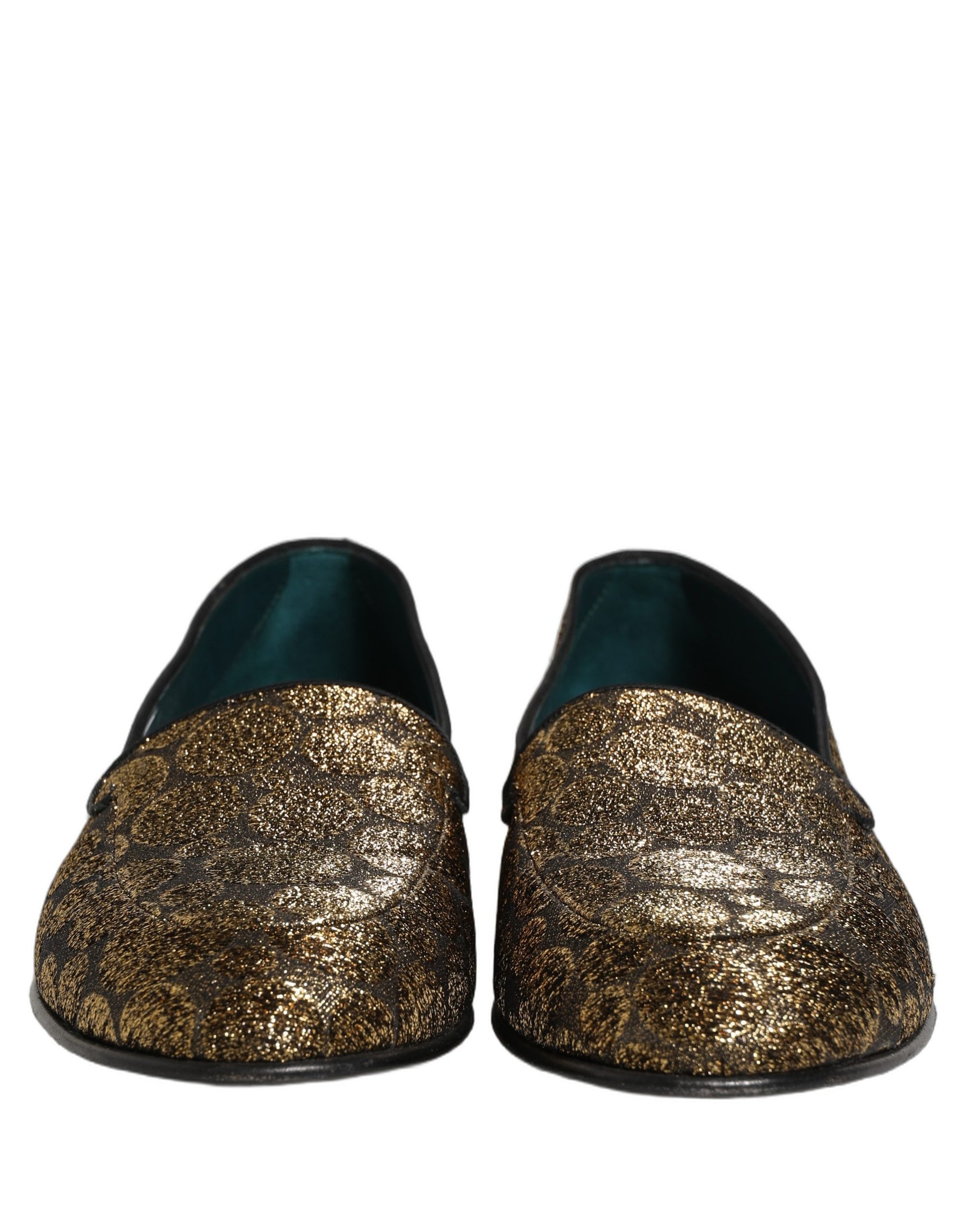 Dolce & Gabbana Gold Lurex Glitter Men Slip On Loafers Shoes | Regal Royce
