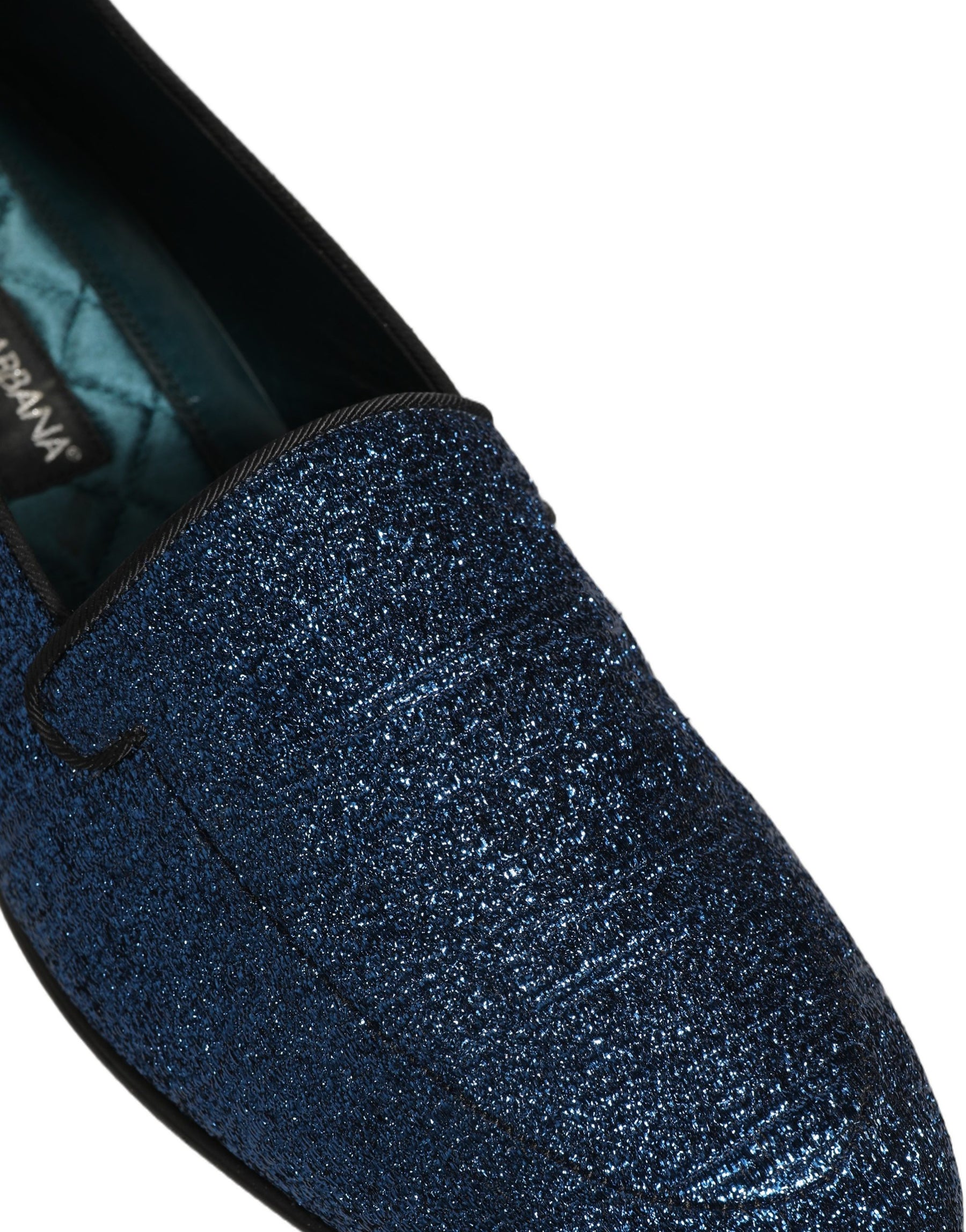 Dolce & Gabbana Blue Glitter Lurex DG Logo Dress Loafers Shoes | Regal Royce