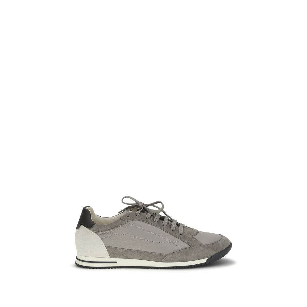 Brunello Cucinelli Gray Calf Leather Bos Taurus Sneakers | Regal Royce