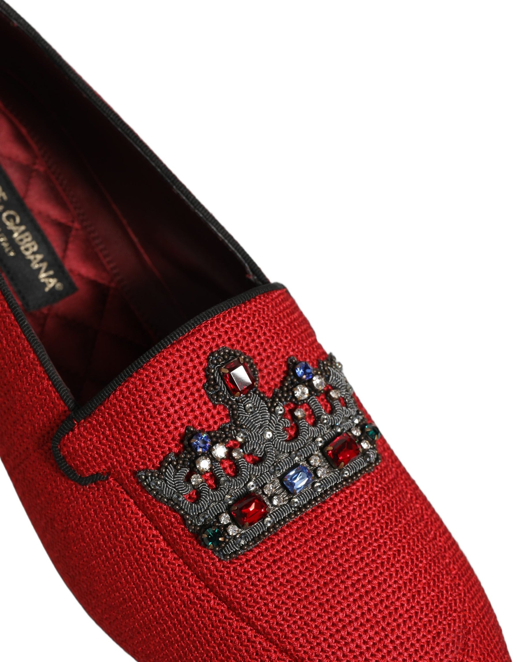 Dolce & Gabbana Red Crown Embellished Dress Loafers Shoes | Regal Royce