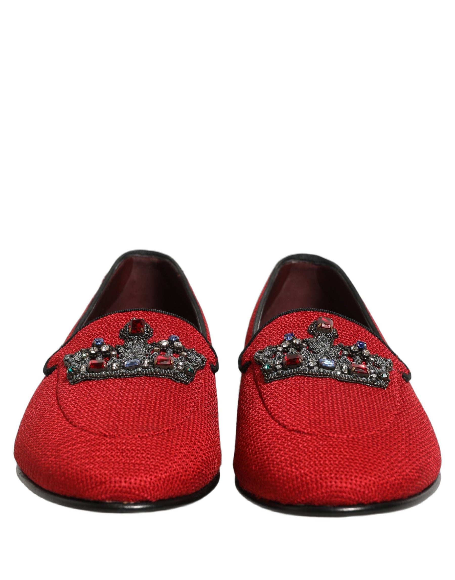 Dolce & Gabbana Red Crown Embellished Dress Loafers Shoes | Regal Royce