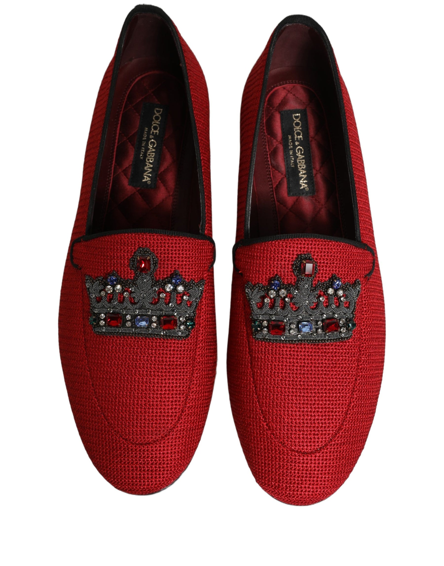 Dolce & Gabbana Red Crown Embellished Dress Loafers Shoes | Regal Royce