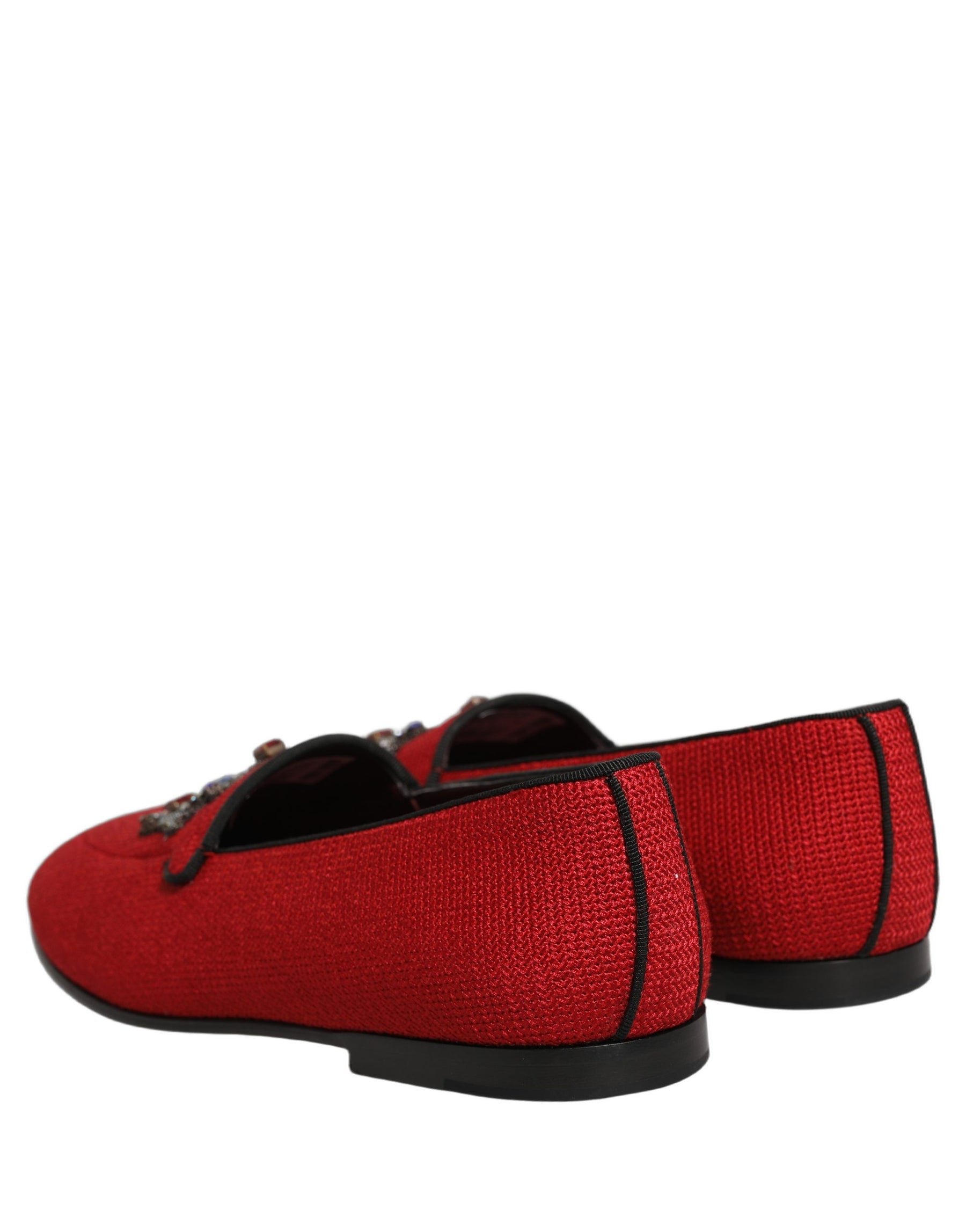 Dolce & Gabbana Red Crown Embellished Dress Loafers Shoes | Regal Royce