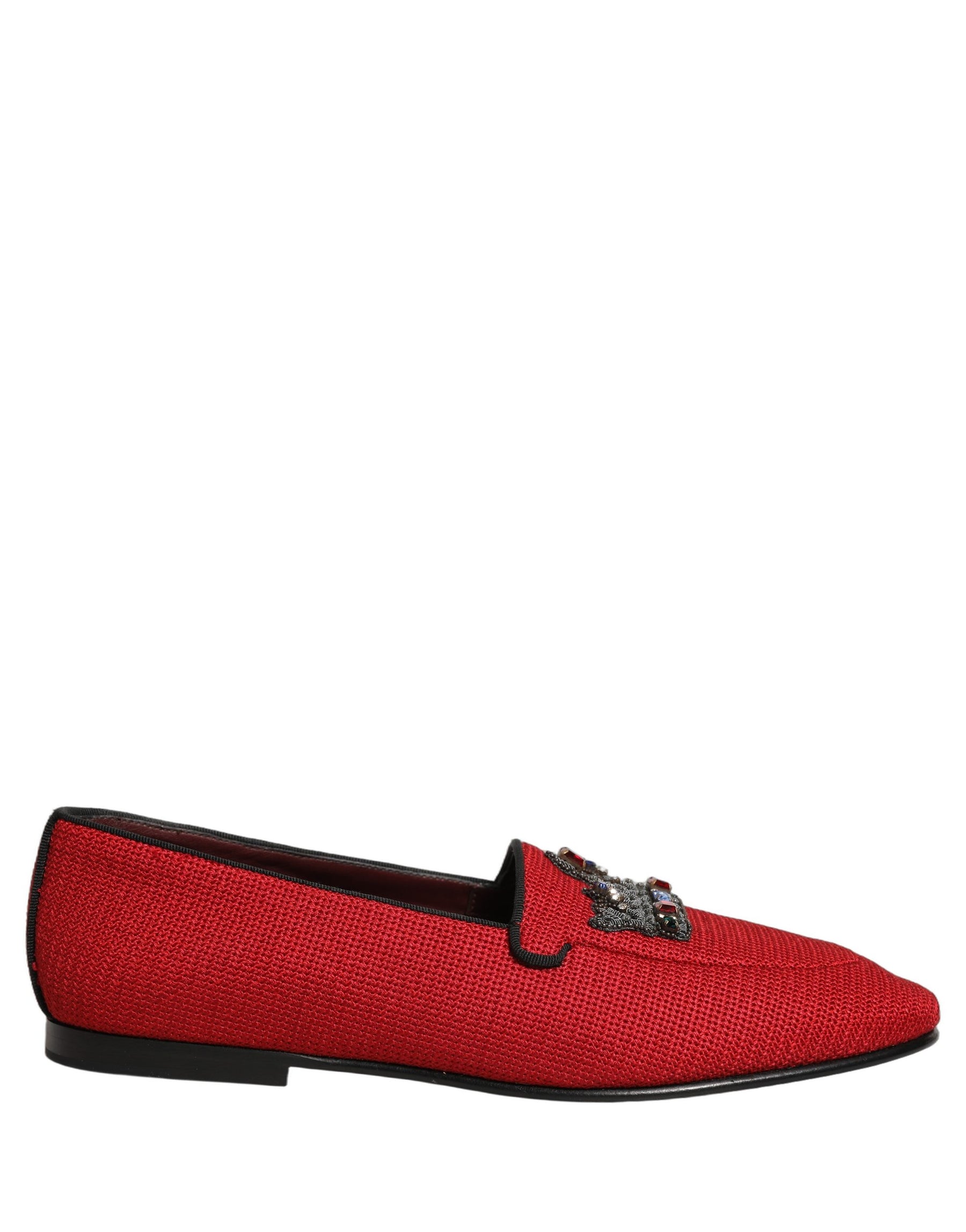 Dolce & Gabbana Red Crown Embellished Dress Loafers Shoes | Regal Royce