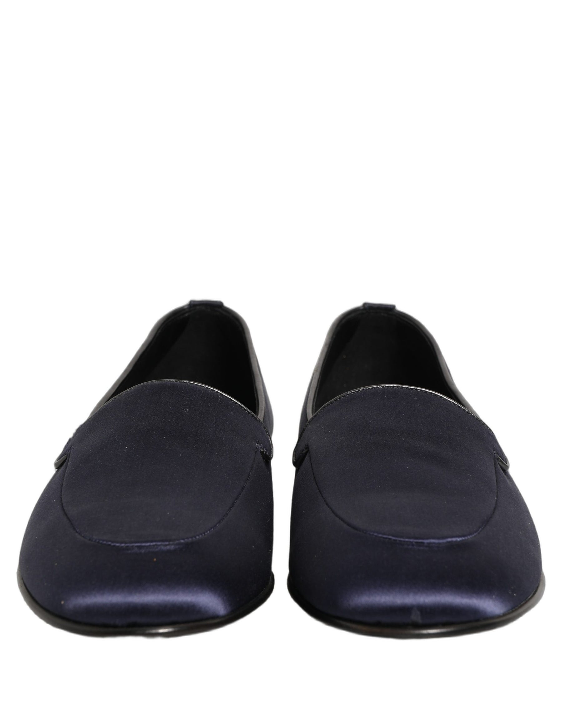 Dolce & Gabbana Navy Blue Satin DG Logo Dress Loafers Shoes | Regal Royce