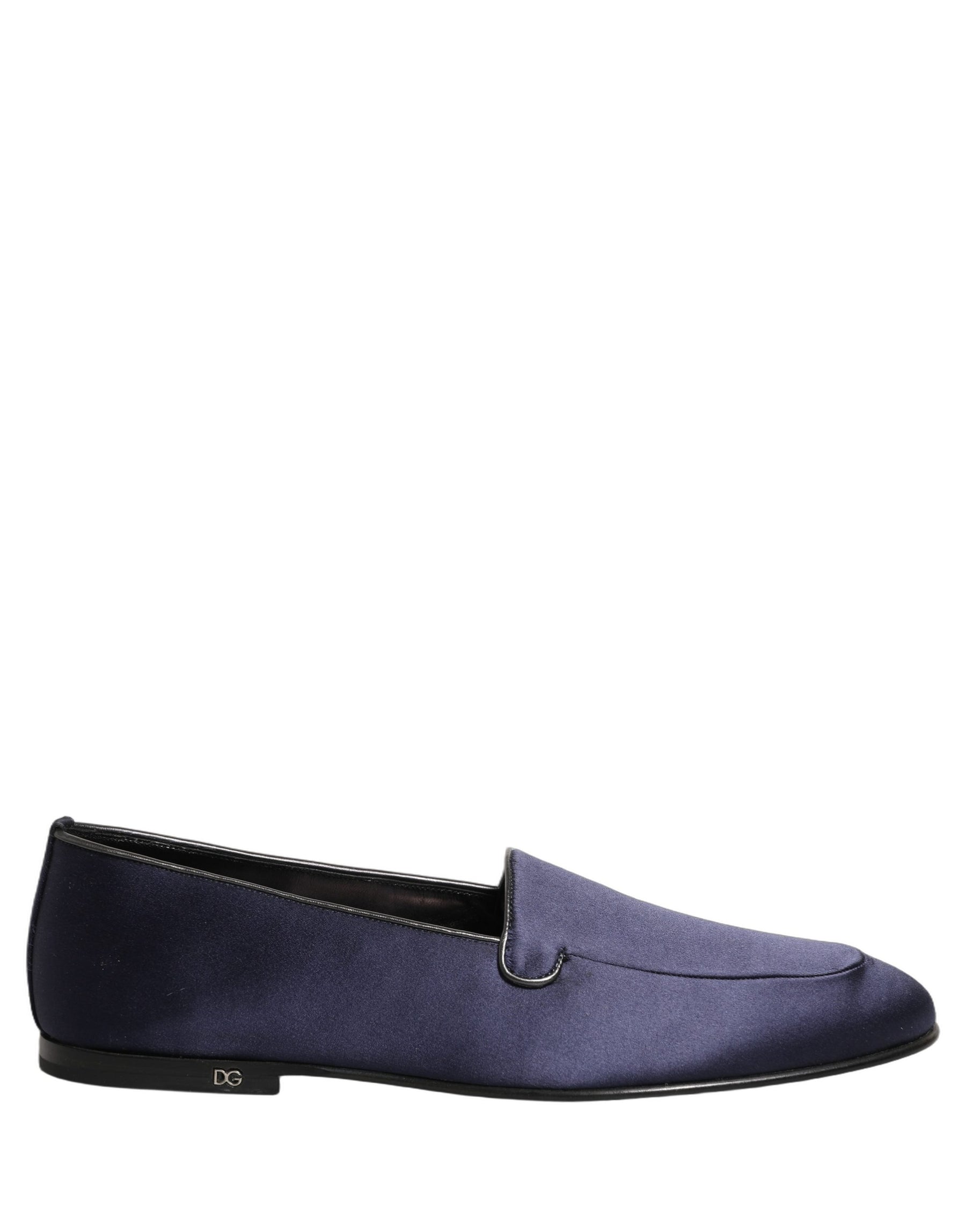 Dolce & Gabbana Navy Blue Satin DG Logo Dress Loafers Shoes | Regal Royce
