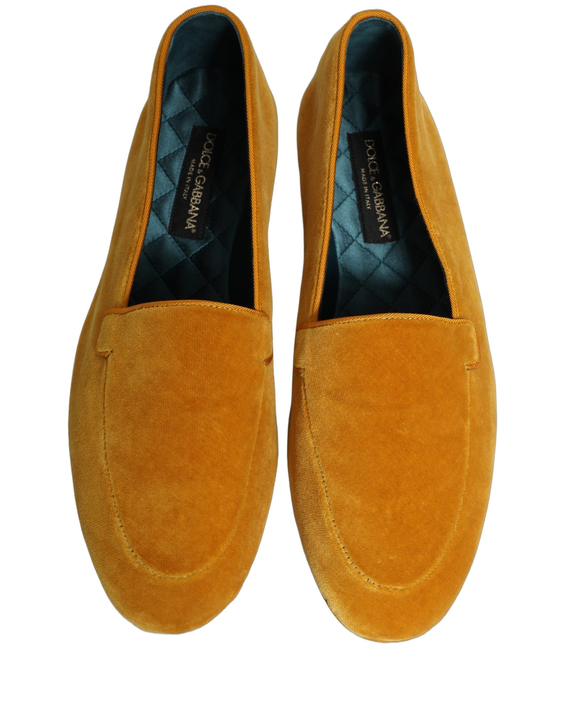 Dolce & Gabbana Yellow Velvet Slip On Men Dress Loafers Shoes | Regal Royce