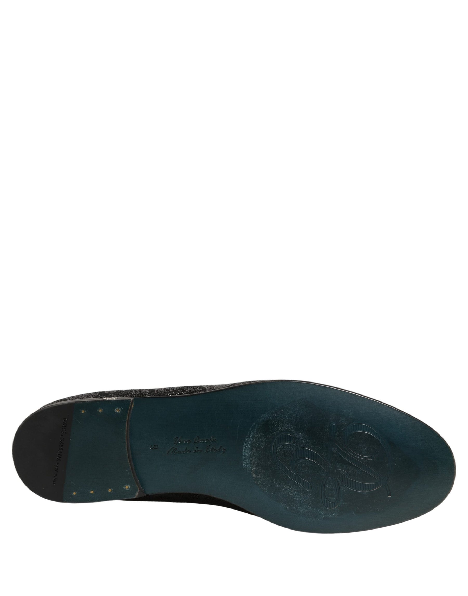 Dolce & Gabbana Black Glitter Brocade Men Dress Loafers Shoes | Regal Royce