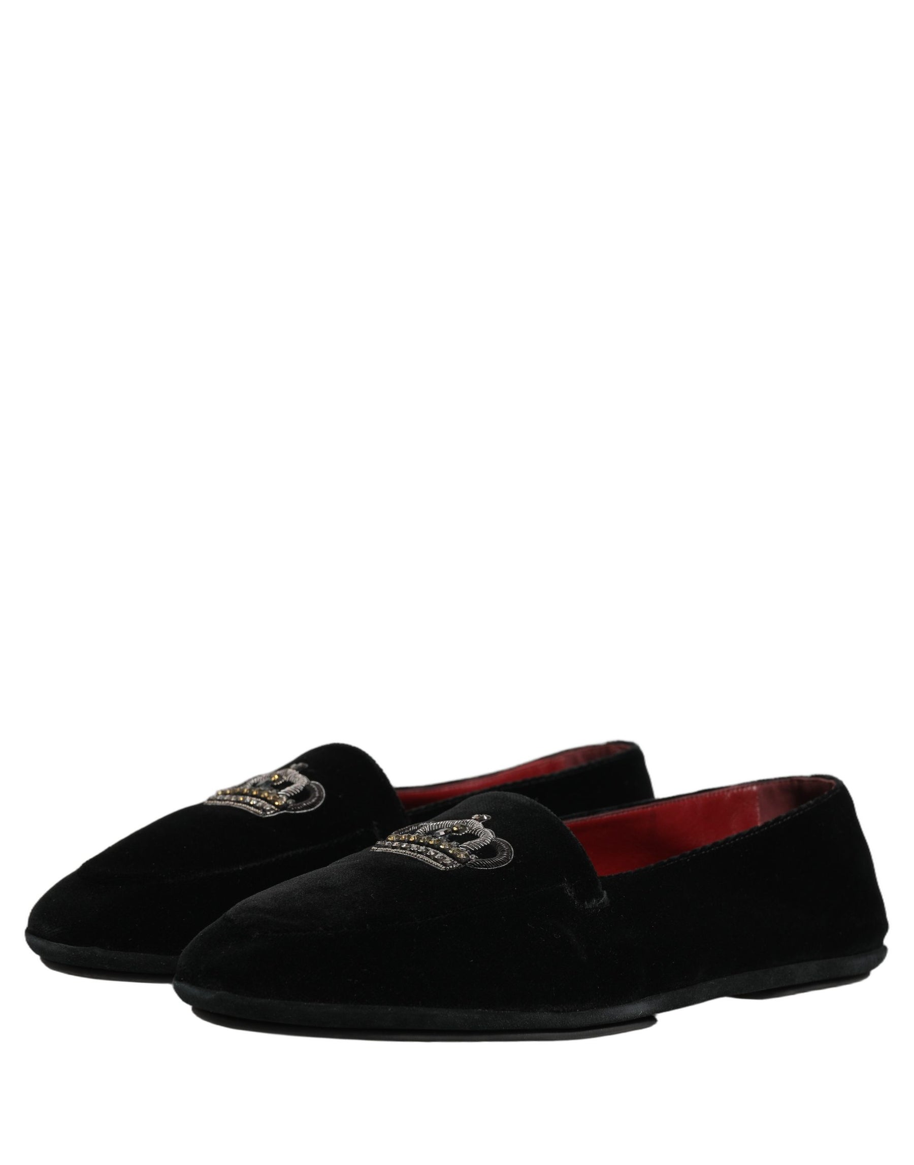 Dolce & Gabbana Black Crown Embellished Dress Loafers Shoes | Regal Royce