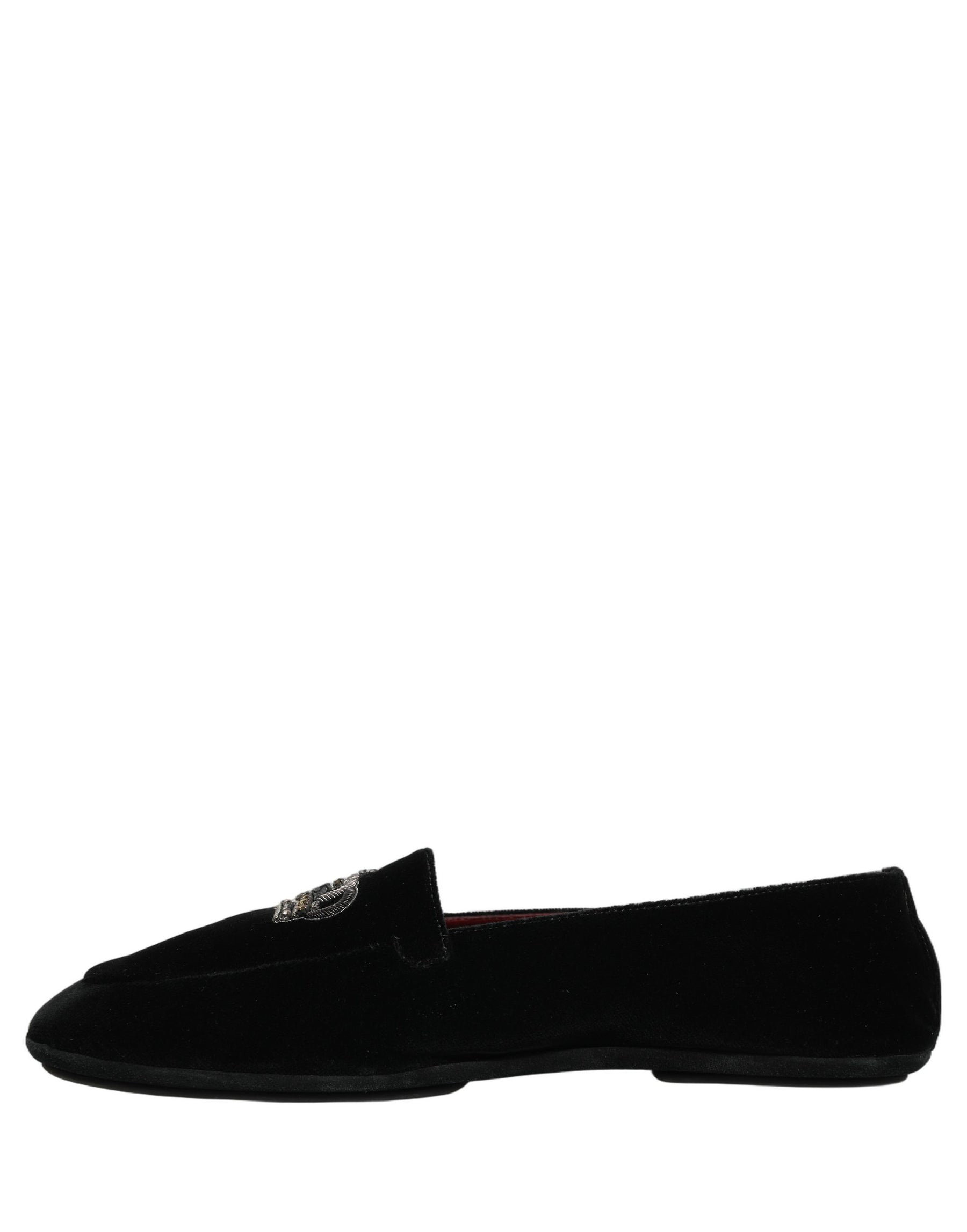 Dolce & Gabbana Black Crown Embellished Dress Loafers Shoes | Regal Royce