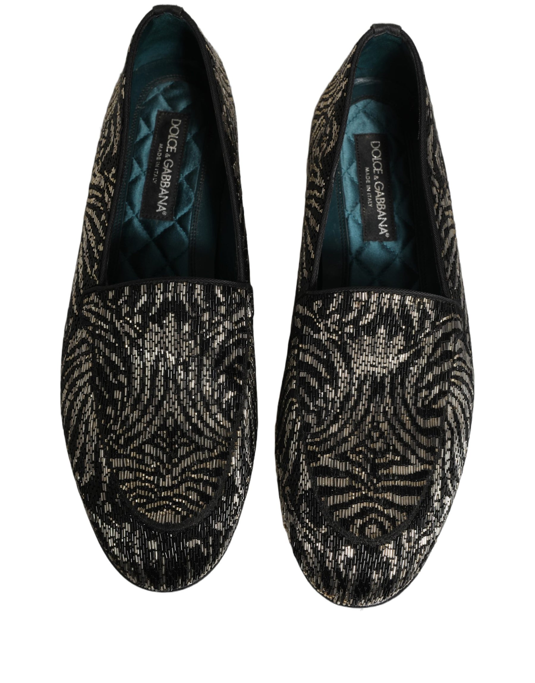 Dolce & Gabbana Black Silver Embellished Dress Loafers Shoes | Regal Royce