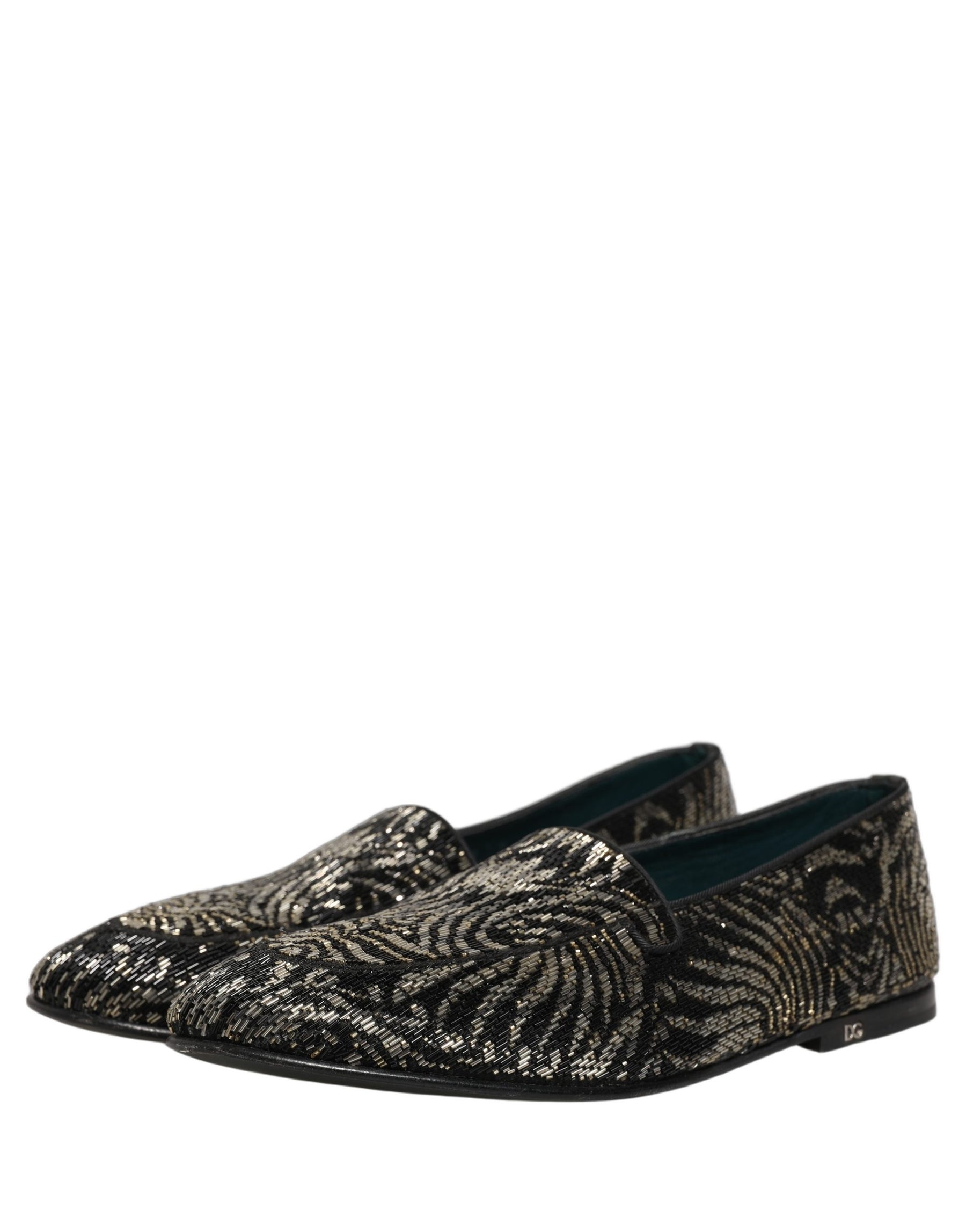 Dolce & Gabbana Black Silver Embellished Dress Loafers Shoes | Regal Royce