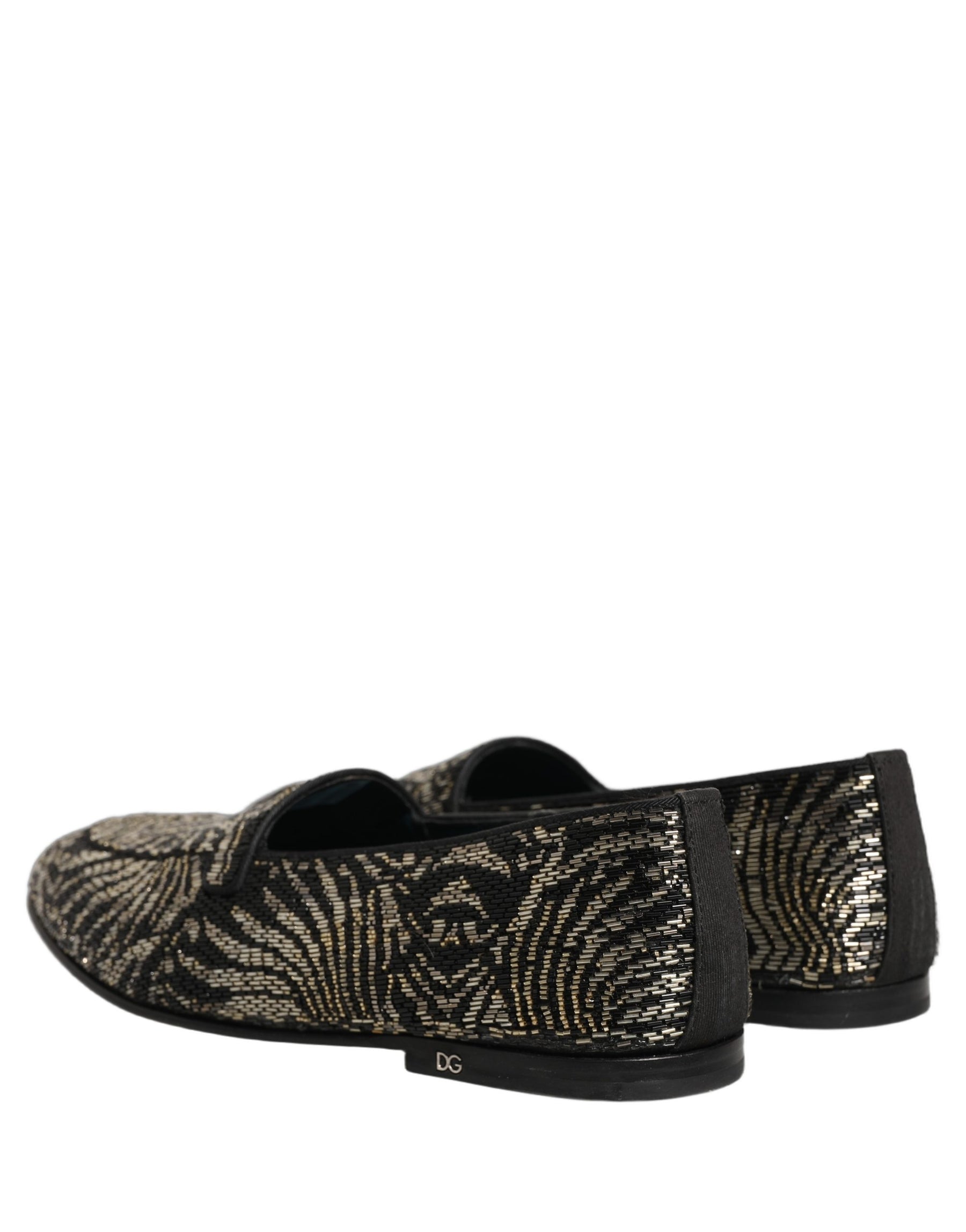 Dolce & Gabbana Black Silver Embellished Dress Loafers Shoes | Regal Royce