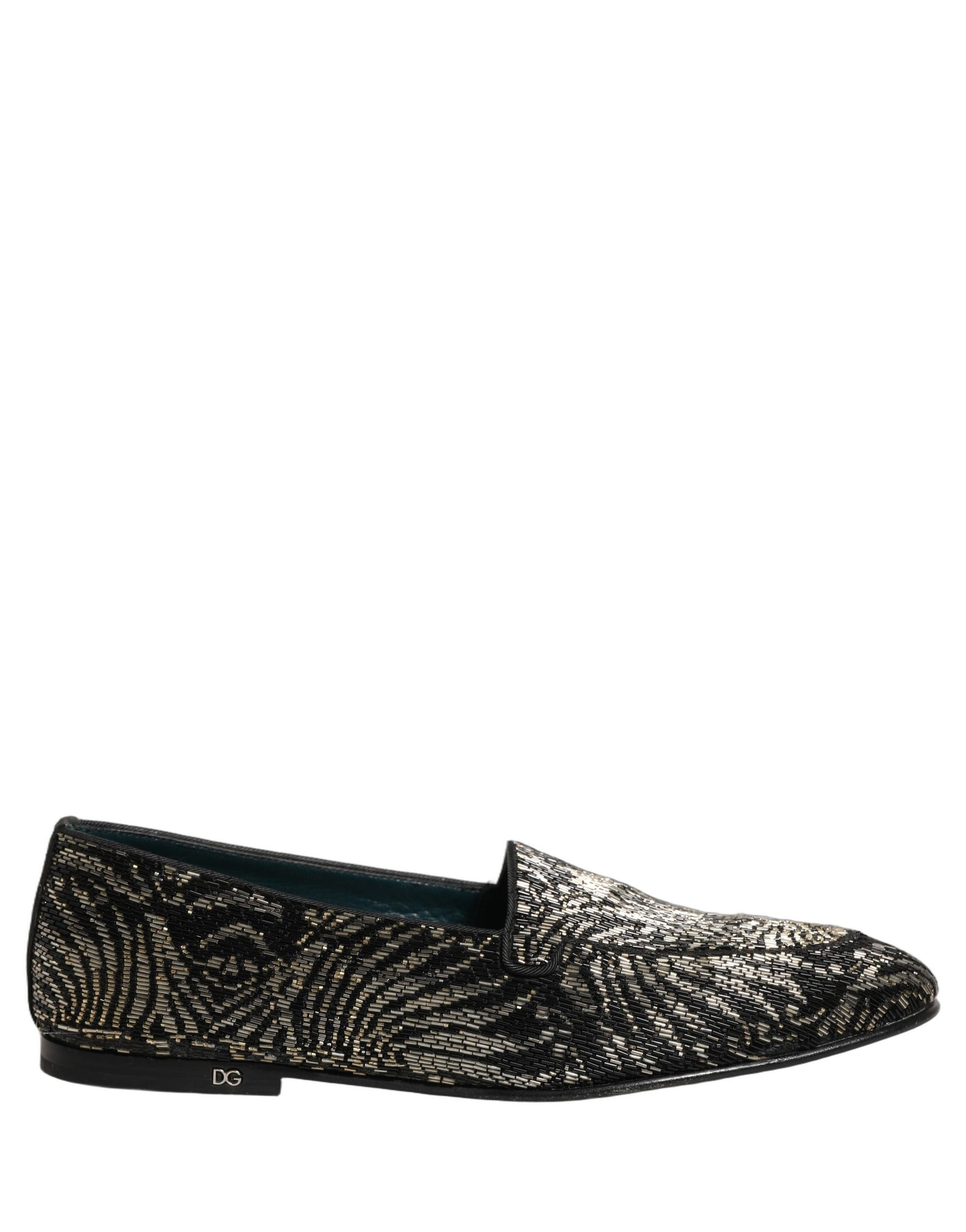 Dolce & Gabbana Black Silver Embellished Dress Loafers Shoes | Regal Royce