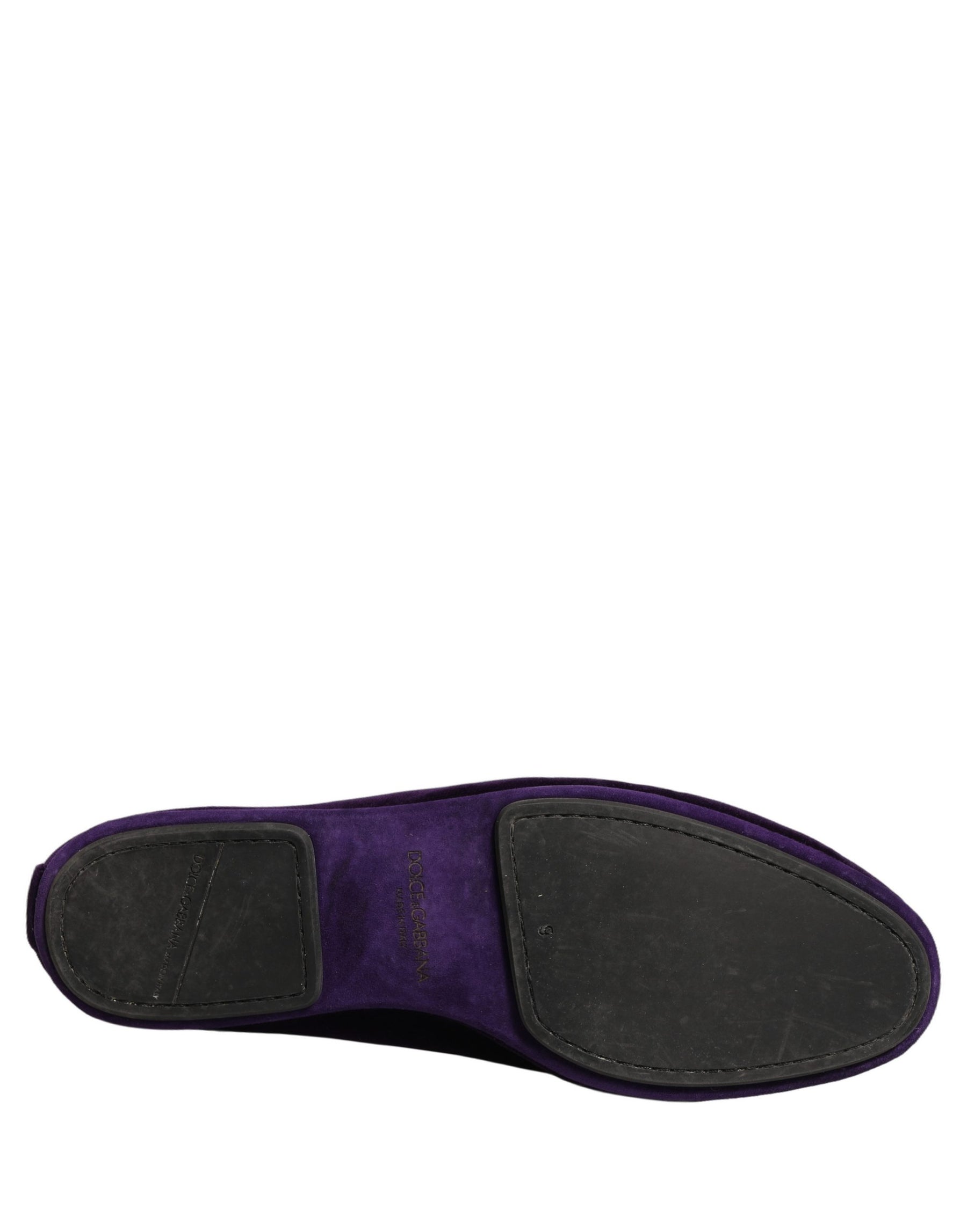 Dolce & Gabbana Violet Velvet Slip On Men Flats Loafers Shoes | Regal Royce
