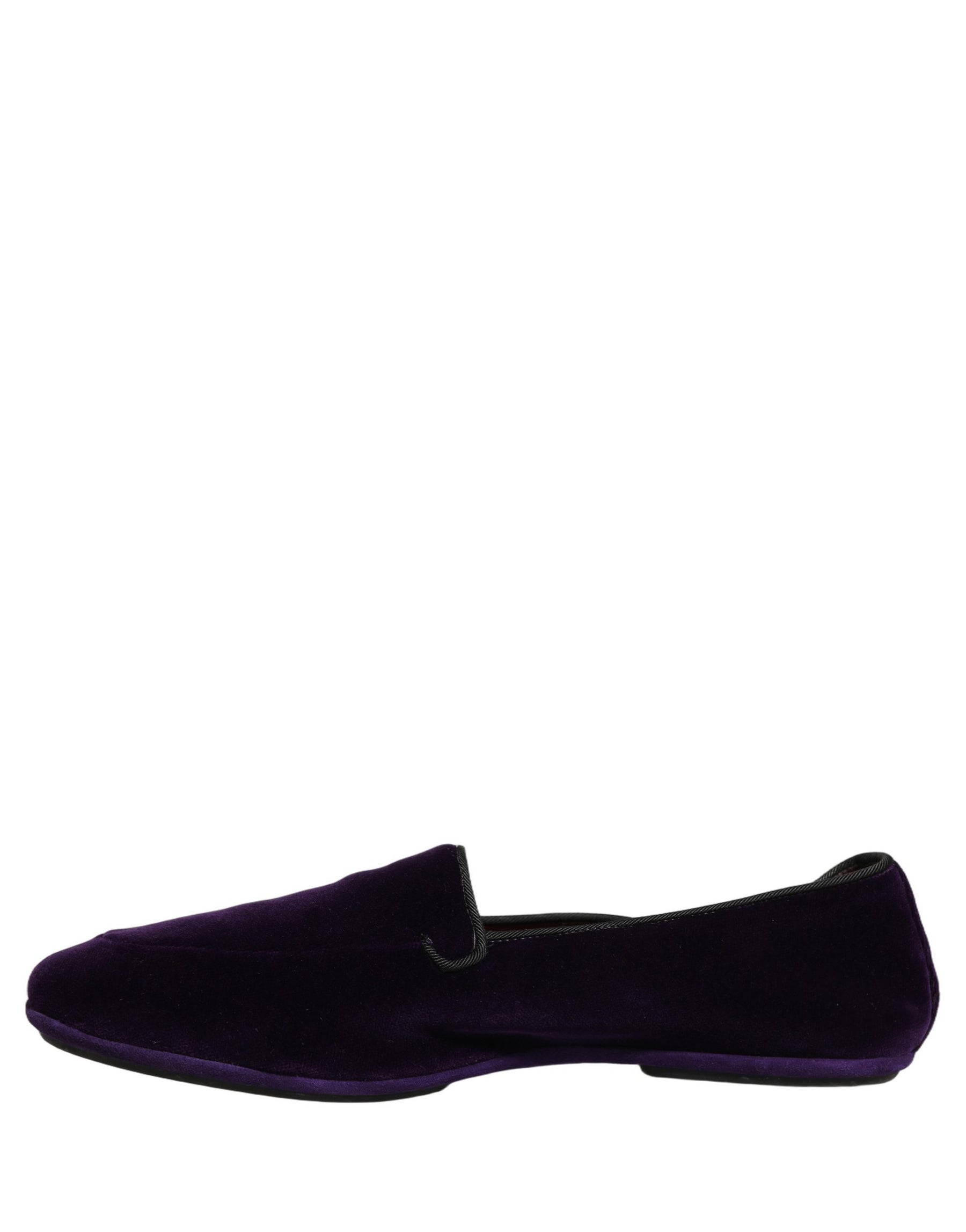 Dolce & Gabbana Violet Velvet Slip On Men Flats Loafers Shoes | Regal Royce