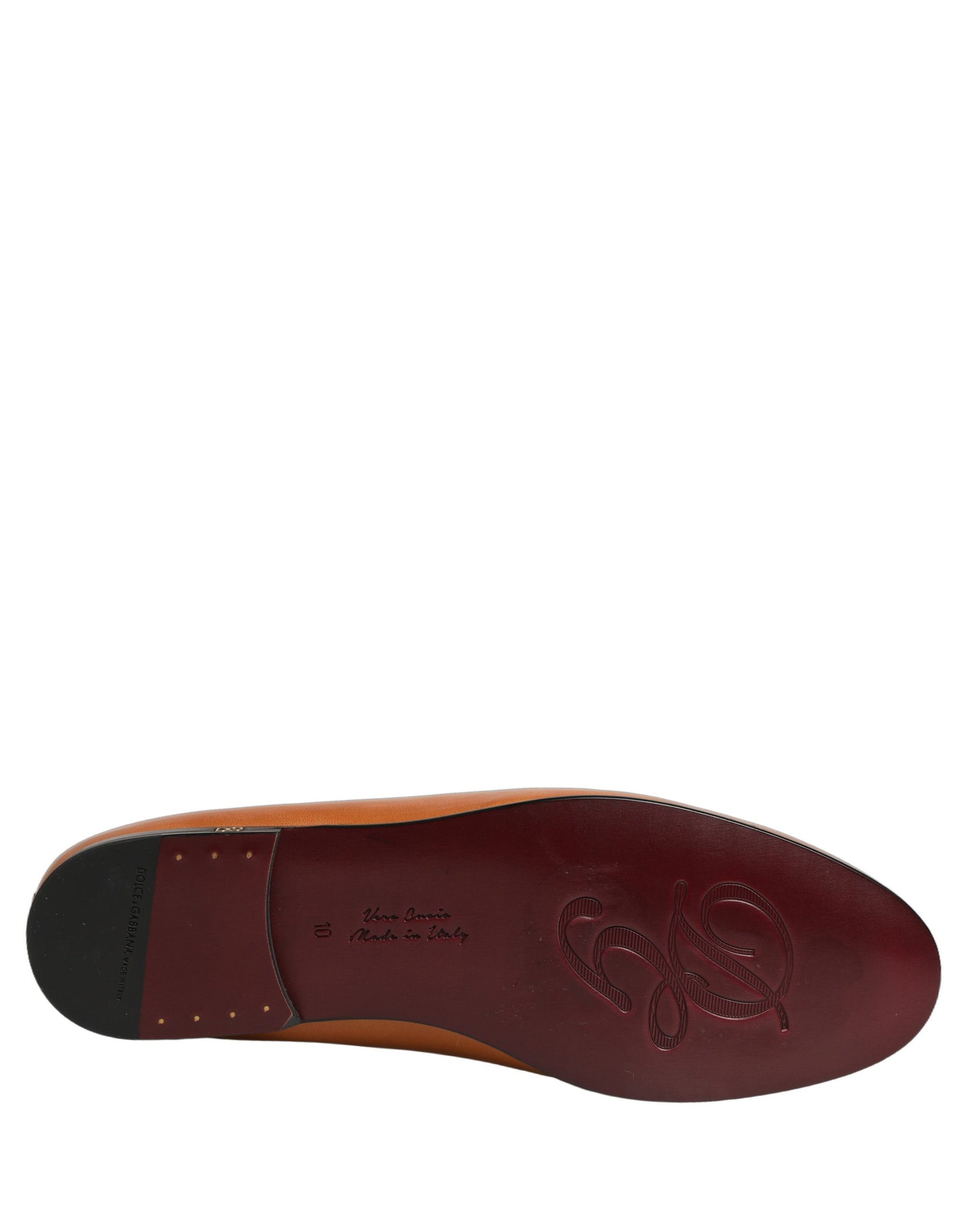 Dolce & Gabbana Brown Leather Logo Slip On Men Loafers Shoes | Regal Royce