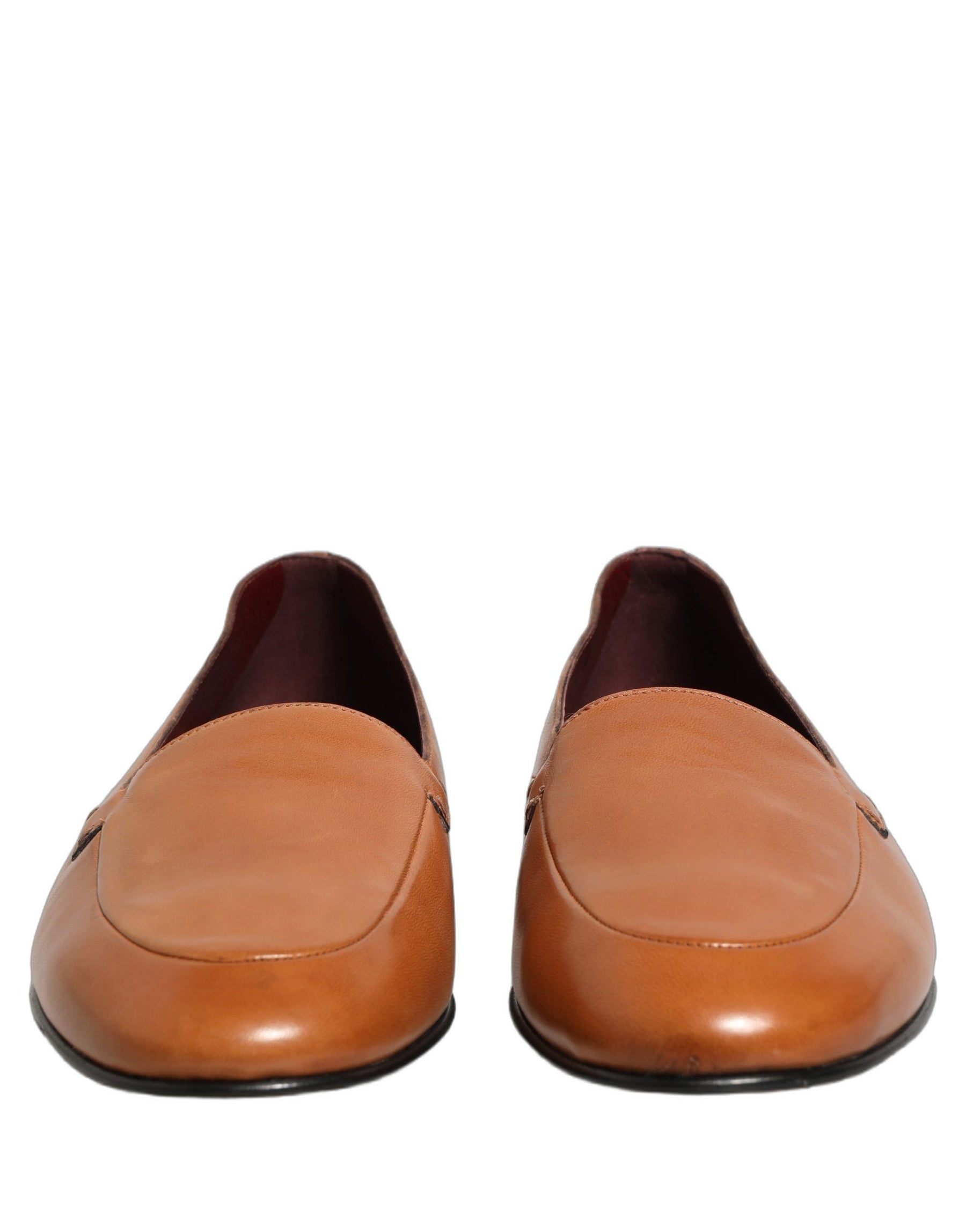 Dolce & Gabbana Brown Leather Logo Slip On Men Loafers Shoes | Regal Royce
