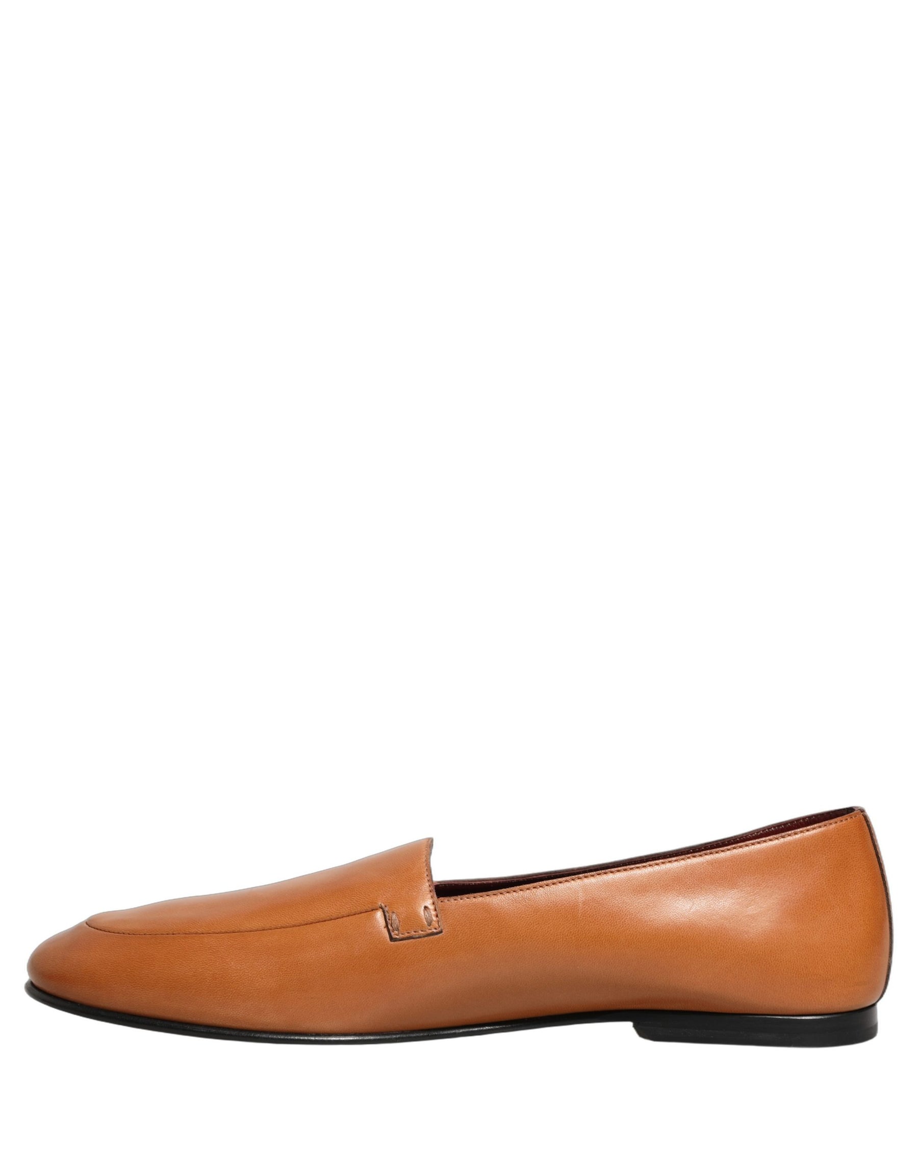 Dolce & Gabbana Brown Leather Logo Slip On Men Loafers Shoes | Regal Royce