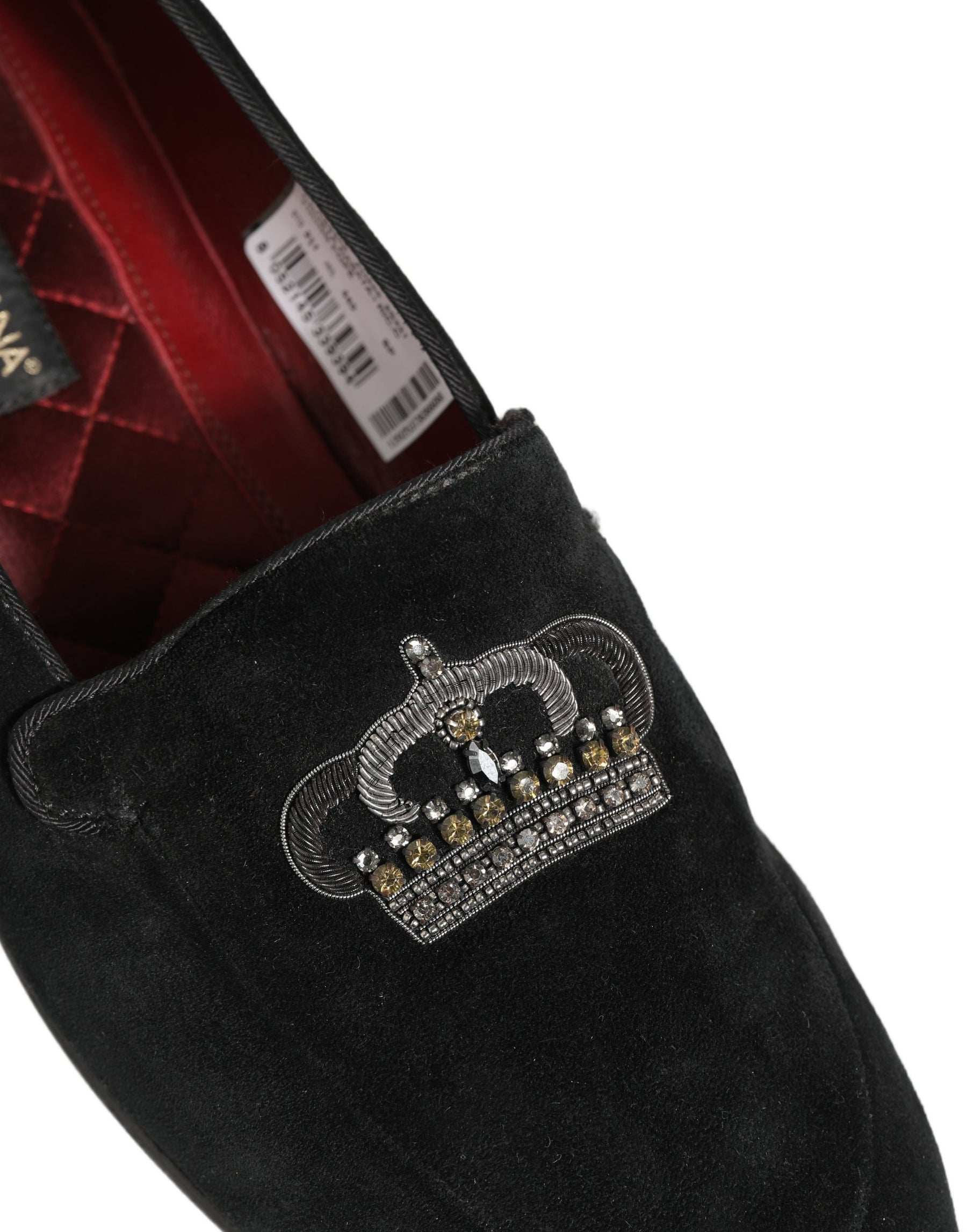 Dolce & Gabbana Black Crown Embellished Dress Loafers Shoes | Regal Royce