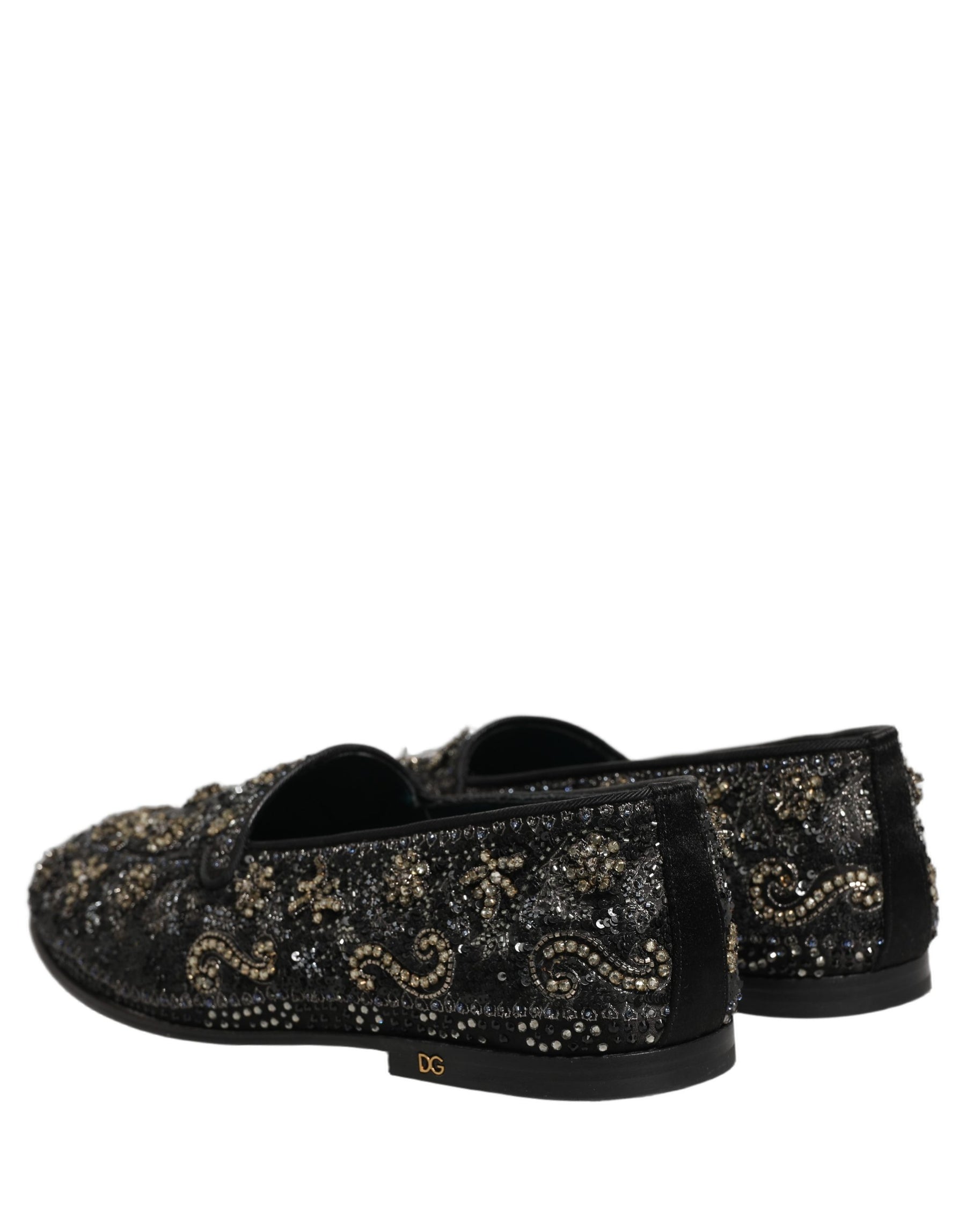 Dolce & Gabbana Black Rhinestone Embellished Loafers Shoes | Regal Royce