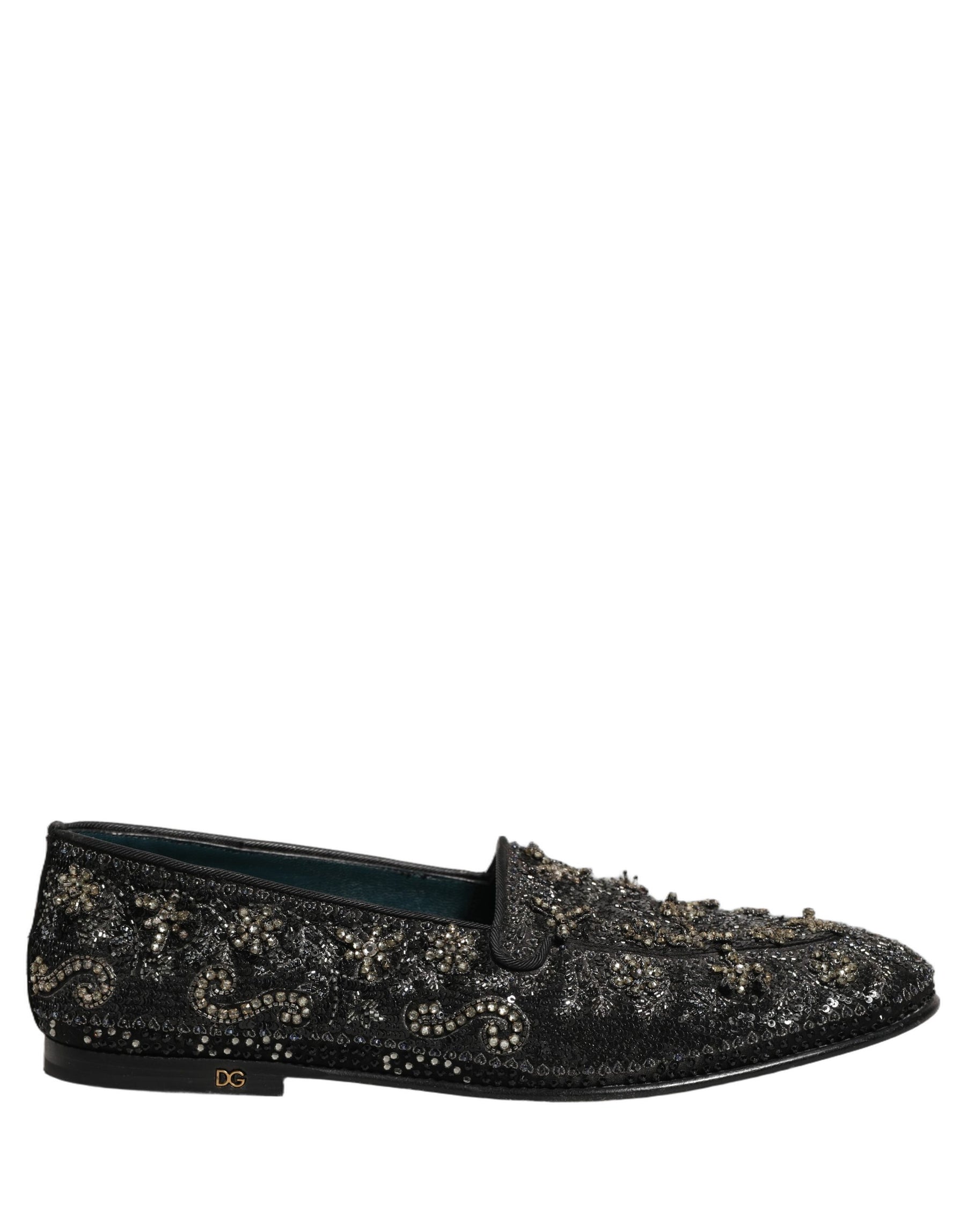 Dolce & Gabbana Black Rhinestone Embellished Loafers Shoes | Regal Royce