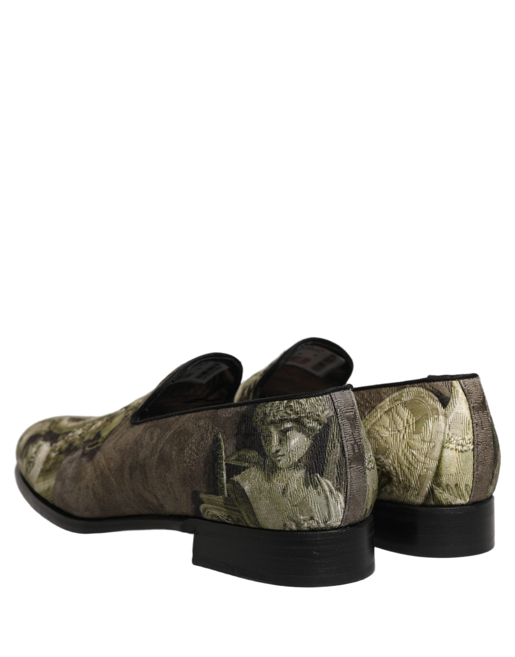 Dolce & Gabbana Brown Baroque Print Slip On Men Loafers Shoes | Regal Royce