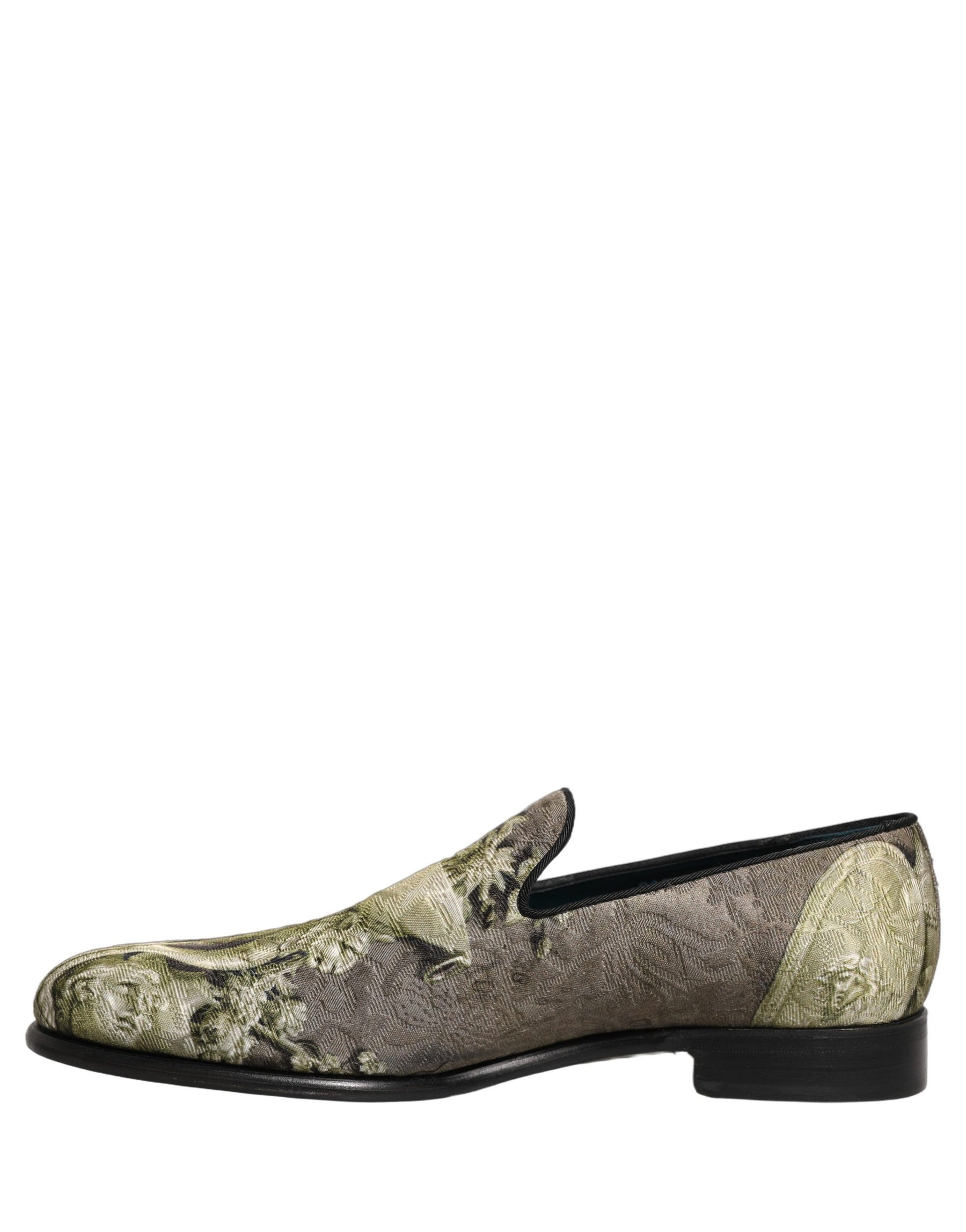 Dolce & Gabbana Brown Baroque Print Slip On Men Loafers Shoes | Regal Royce