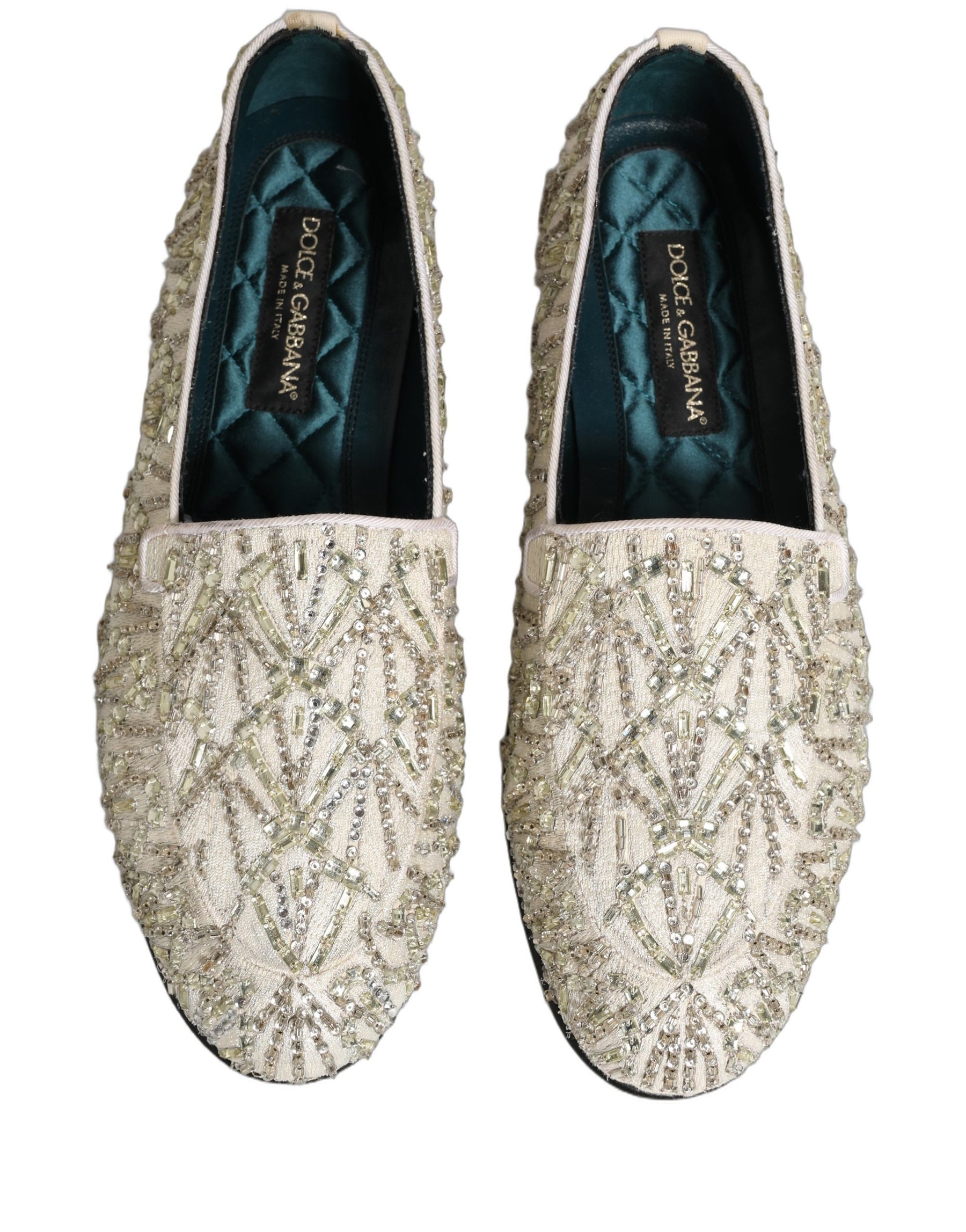 Dolce & Gabbana White Velvet Embroidered Dress Loafers Shoes | Regal Royce