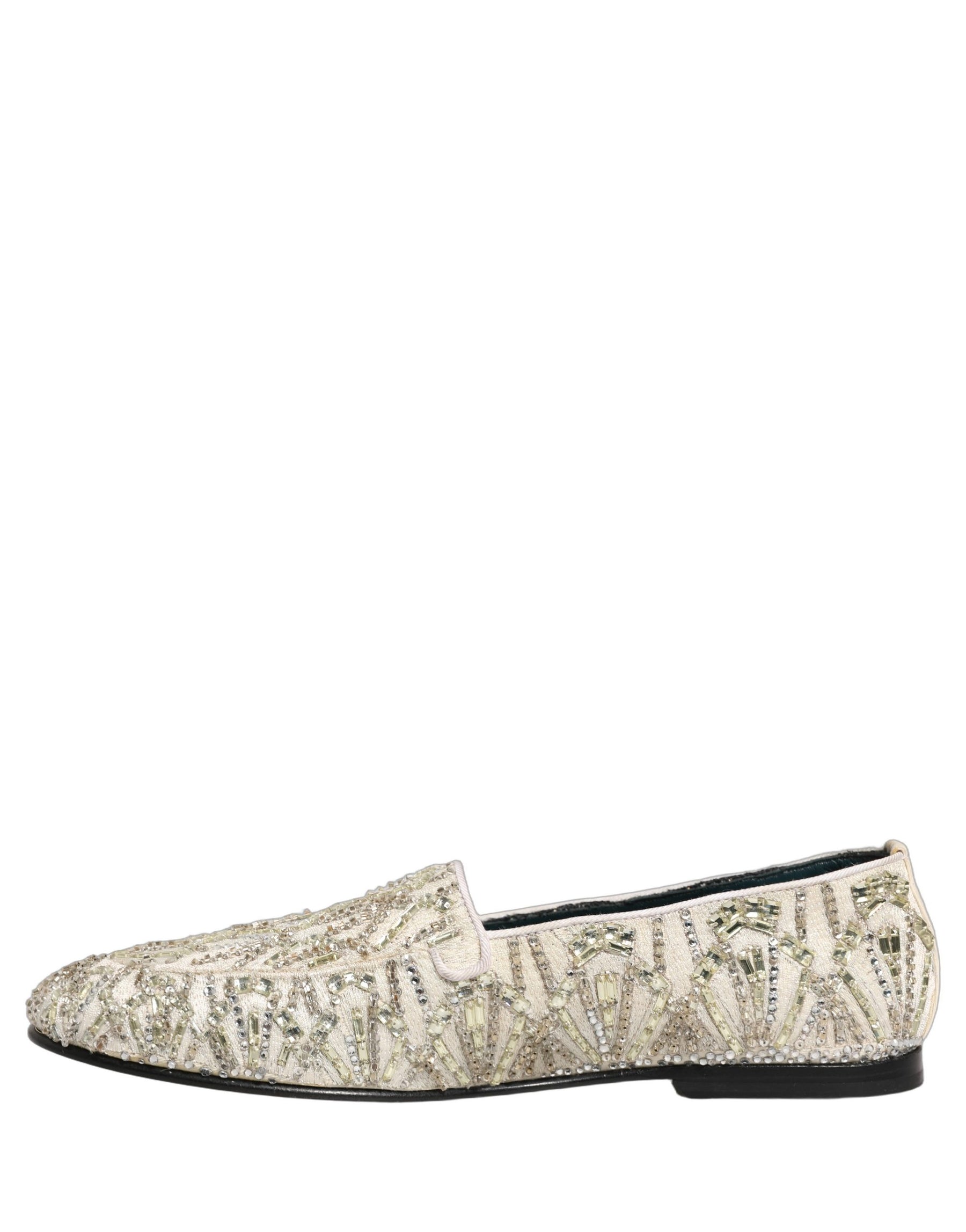 Dolce & Gabbana White Velvet Embroidered Dress Loafers Shoes | Regal Royce