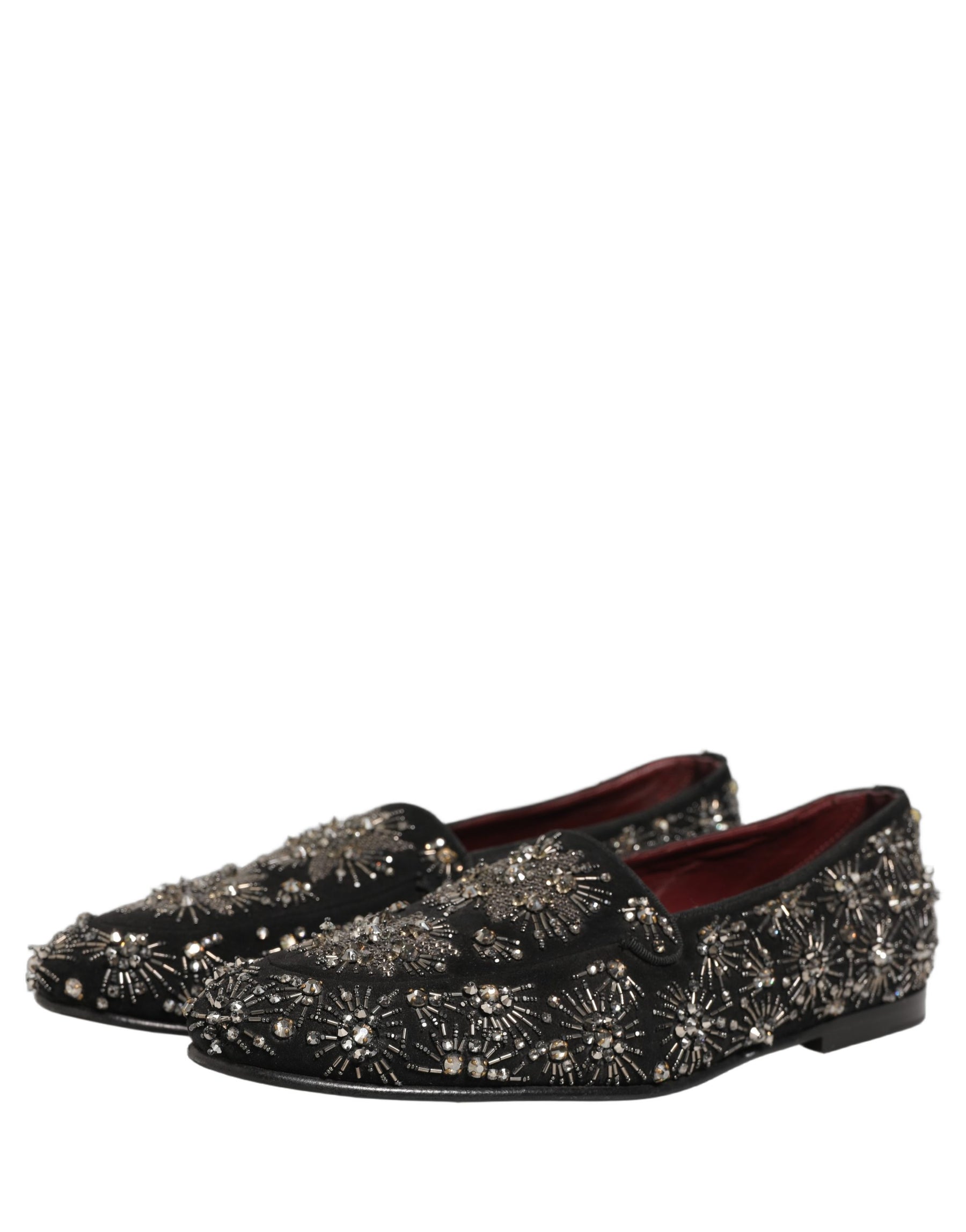 Dolce & Gabbana Black Crystal Embellished Dress Loafers Shoes | Regal Royce