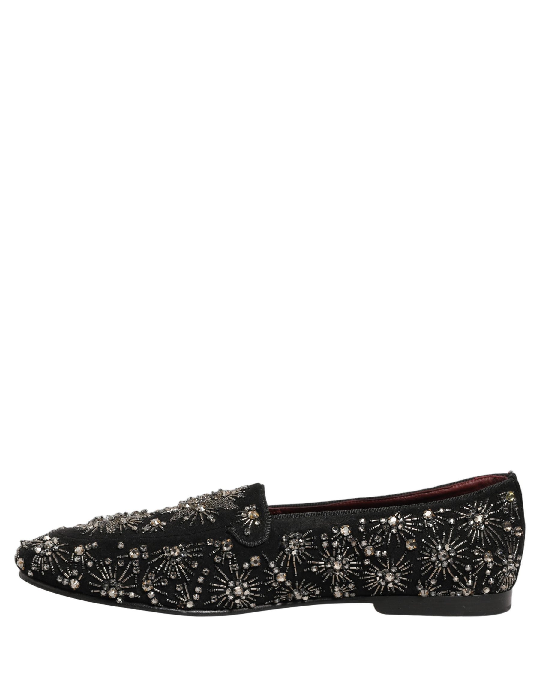 Dolce & Gabbana Black Crystal Embellished Dress Loafers Shoes | Regal Royce
