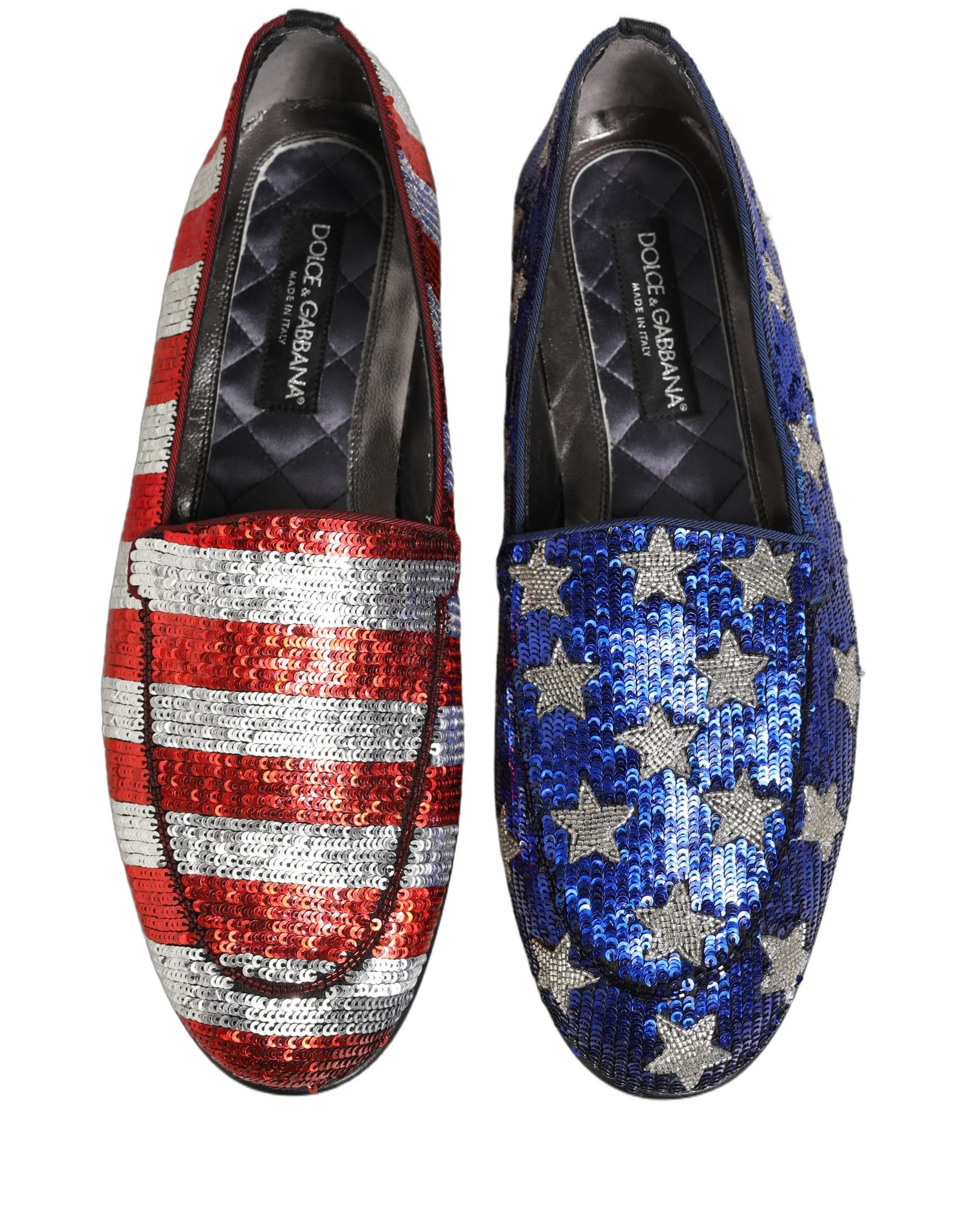 Dolce & Gabbana Multicolor Flag Sequin Dress Loafers Shoes | Regal Royce