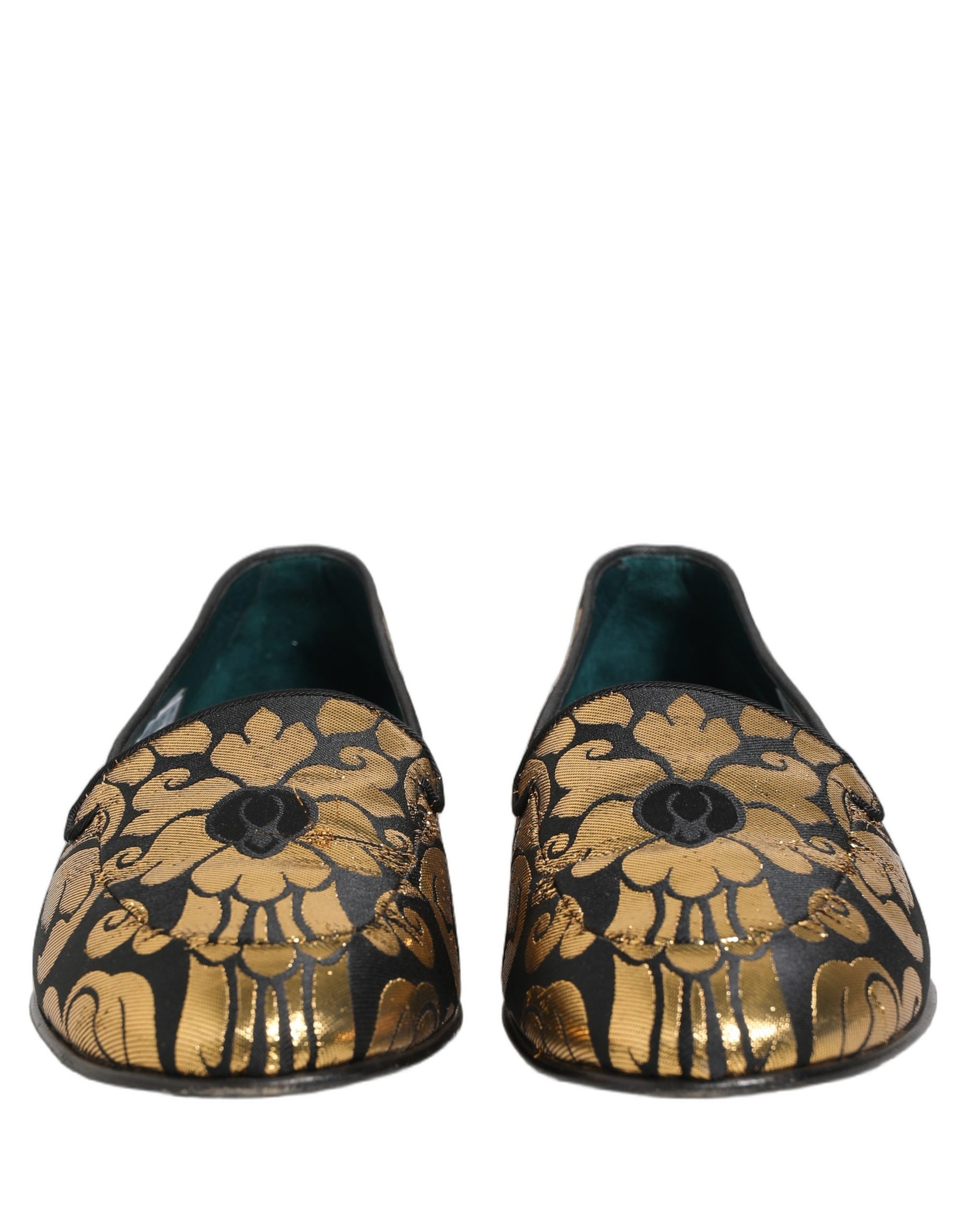 Dolce & Gabbana Black Gold Floral Jacquard Dress Loafers Shoes | Regal Royce