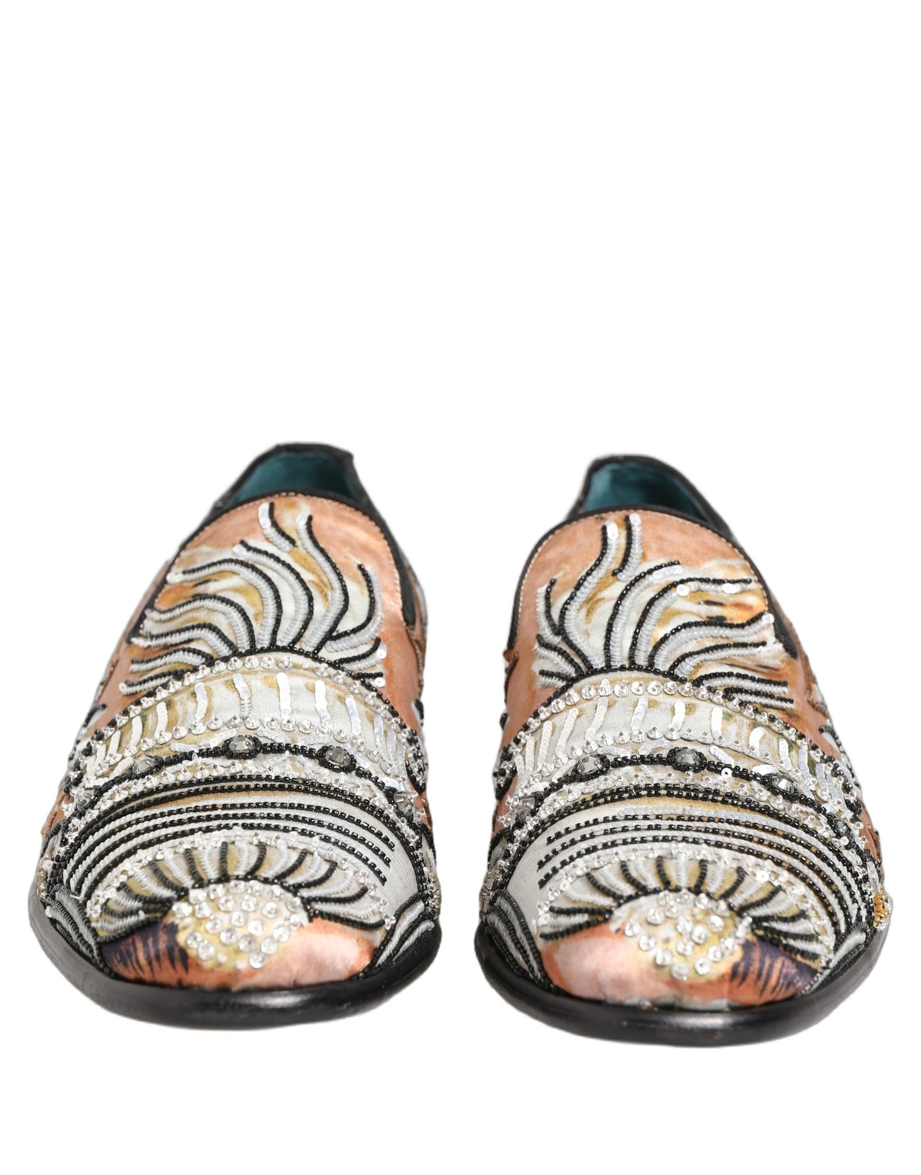 Dolce & Gabbana Multicolor Brocade Sequin Dress Loafers Shoes | Regal Royce