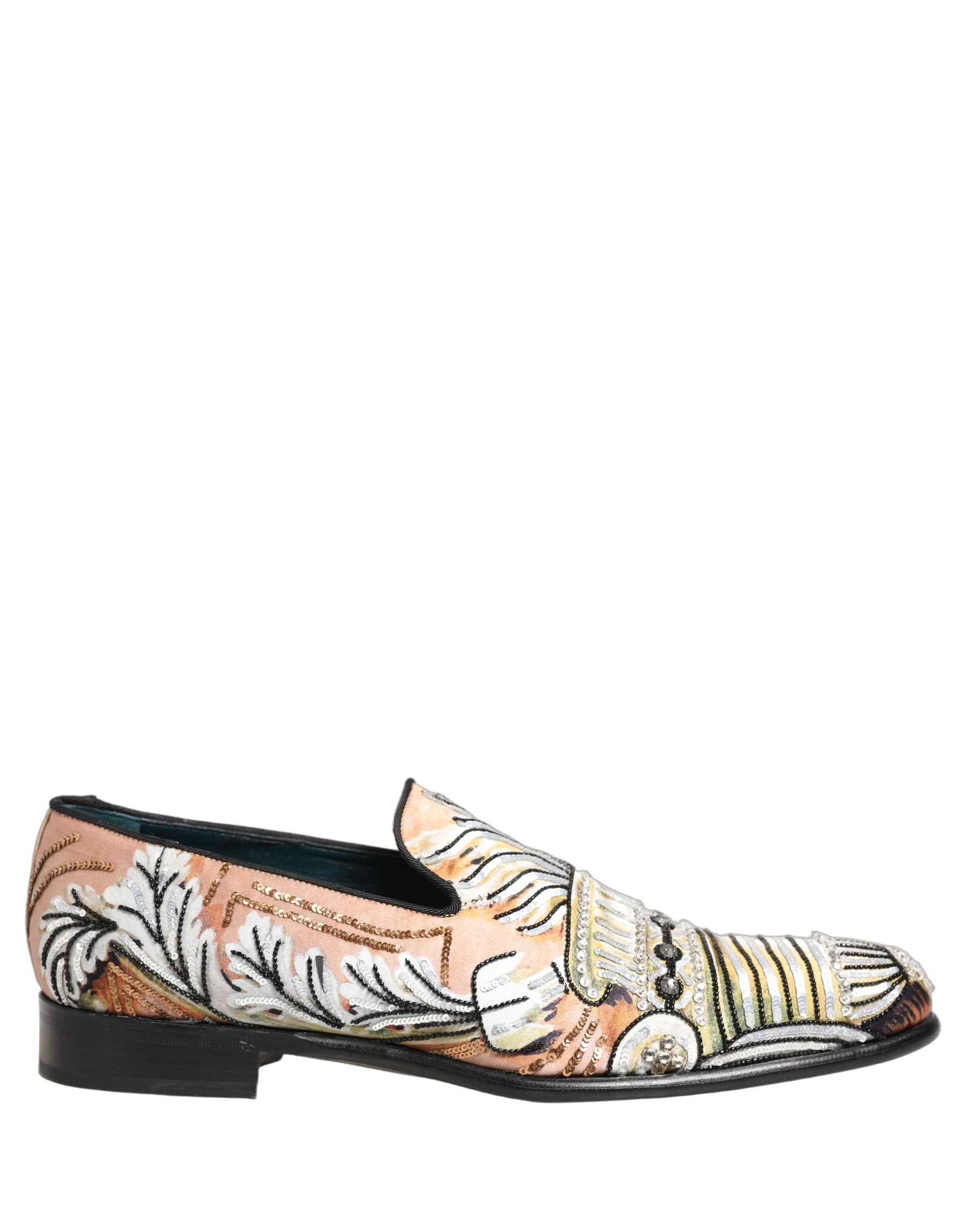 Dolce & Gabbana Multicolor Brocade Sequin Dress Loafers Shoes | Regal Royce