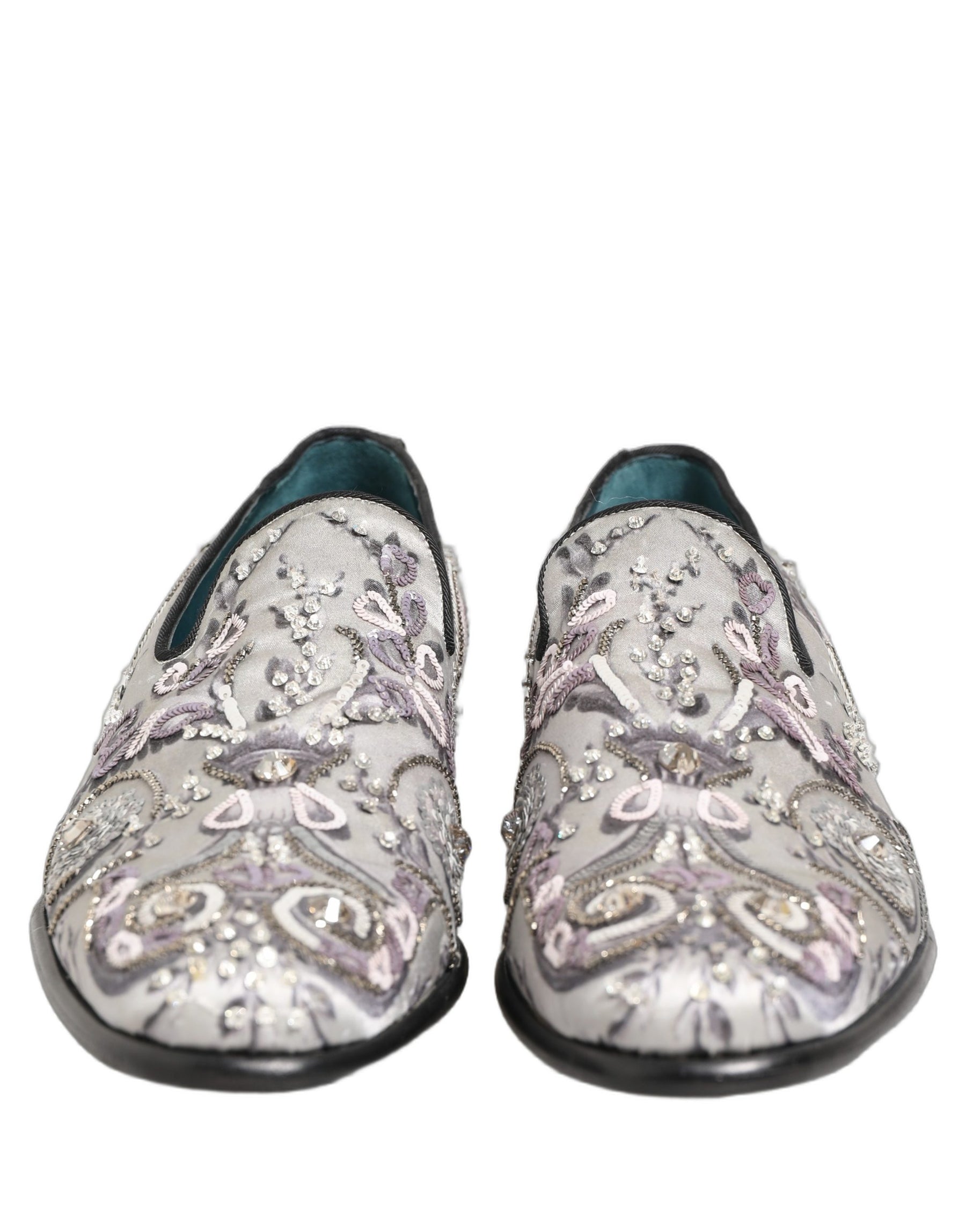 Dolce & Gabbana White Sequined Formal Slip On Loafers Shoes | Regal Royce