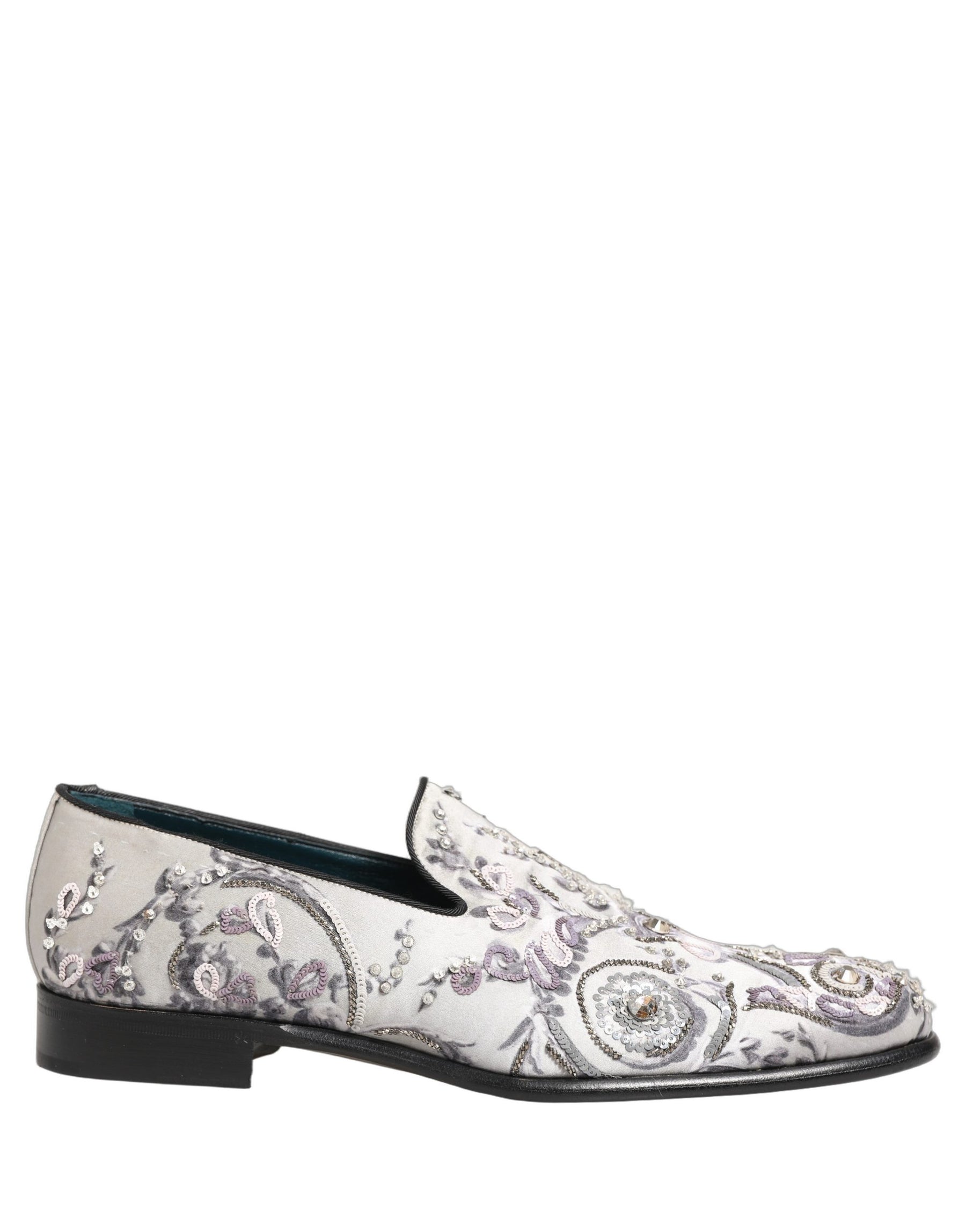 Dolce & Gabbana White Sequined Formal Slip On Loafers Shoes | Regal Royce