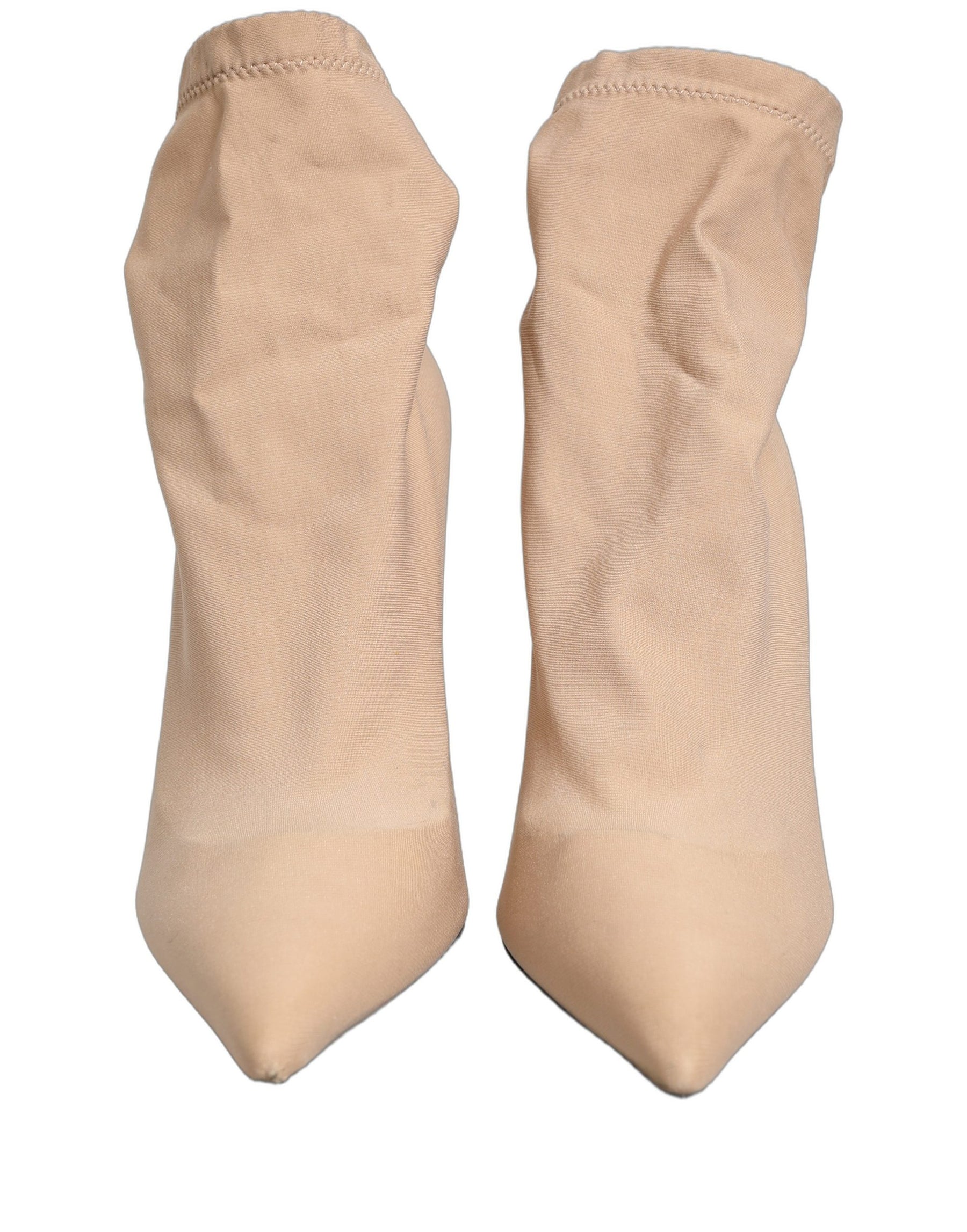 Dolce & Gabbana Beige Stretch Socks Heels Ankle Boots Shoes | Regal Royce