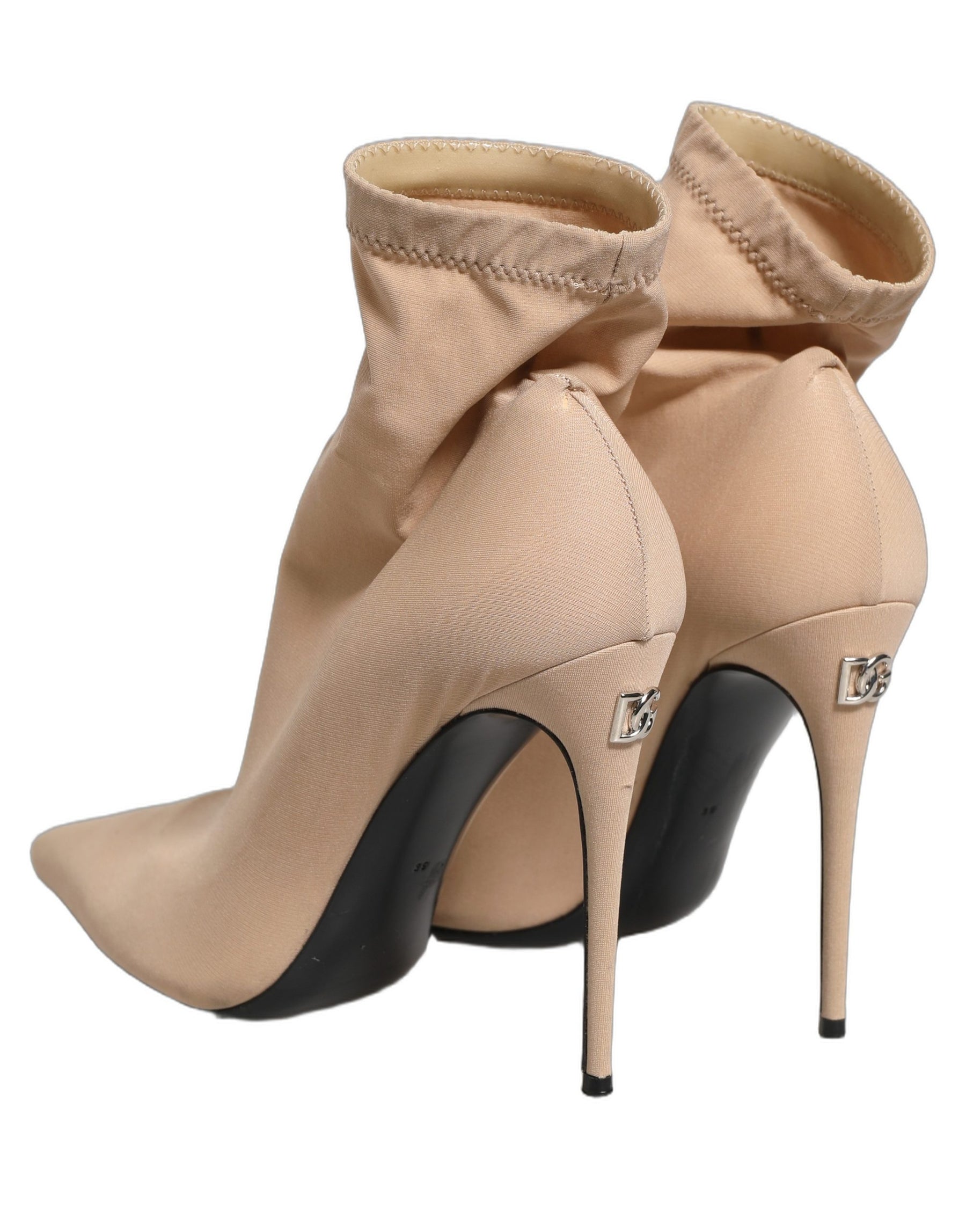 Dolce & Gabbana Beige Stretch Socks Heels Ankle Boots Shoes | Regal Royce