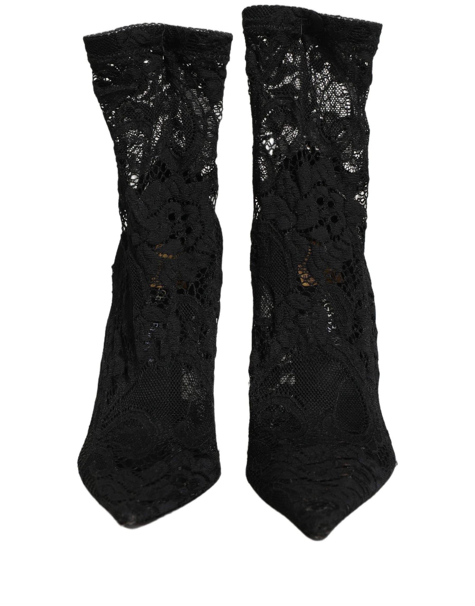 Dolce & Gabbana Black Socks Taormina Lace Pumps Boots Shoes | Regal Royce