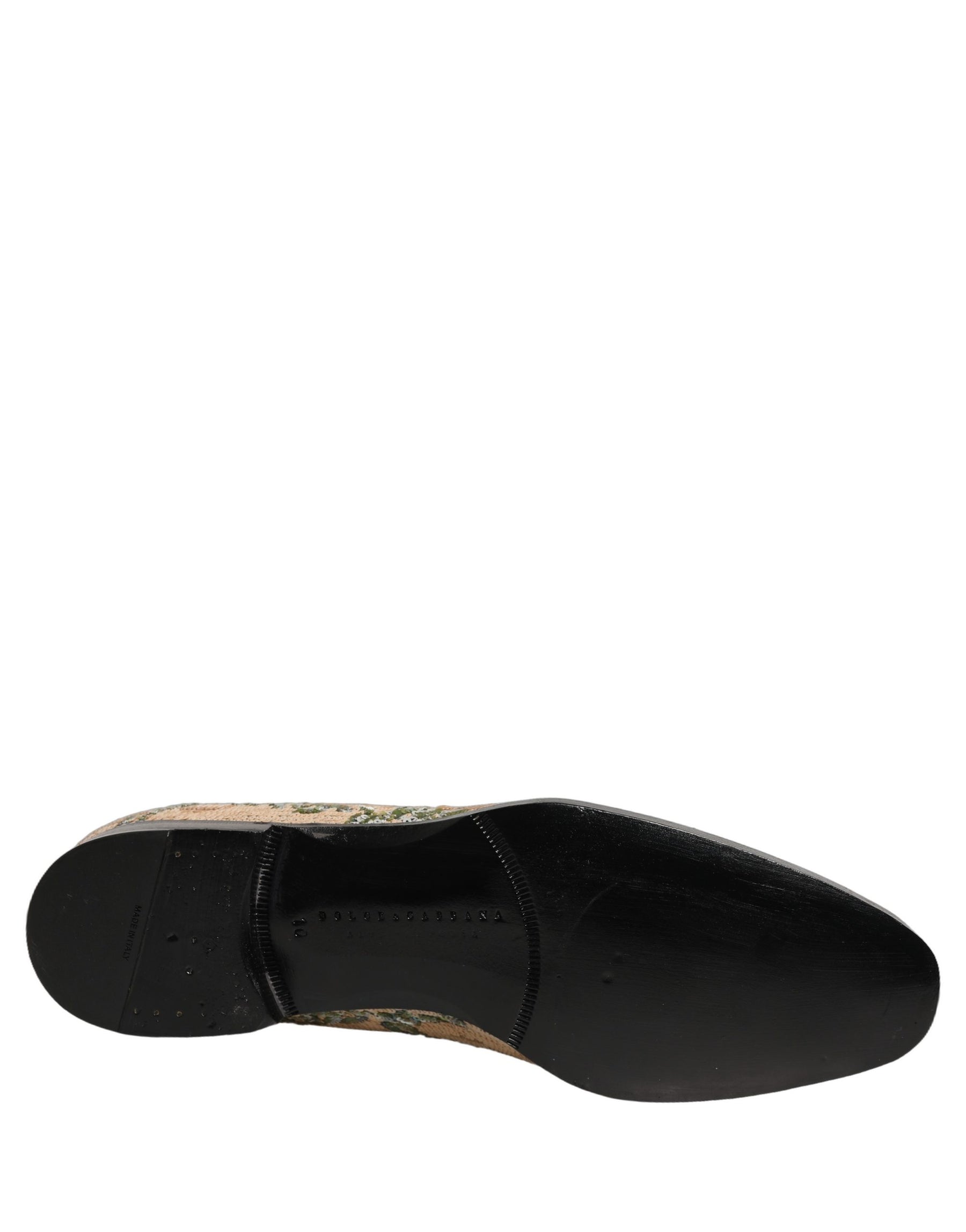 Dolce & Gabbana Beige Sequin Embroidery Dress Loafers Shoes | Regal Royce