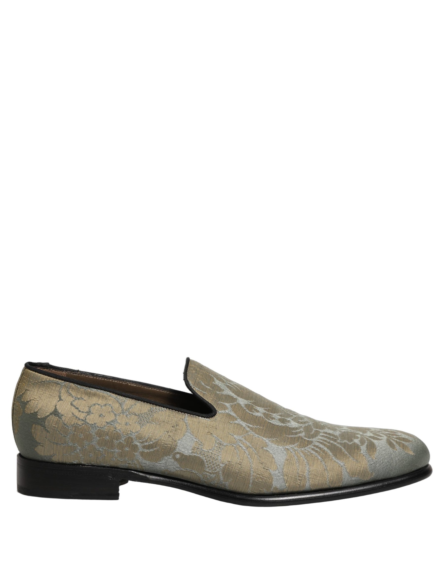 Dolce & Gabbana Gold Floral Jacquard Slip On Loafers Shoes | Regal Royce