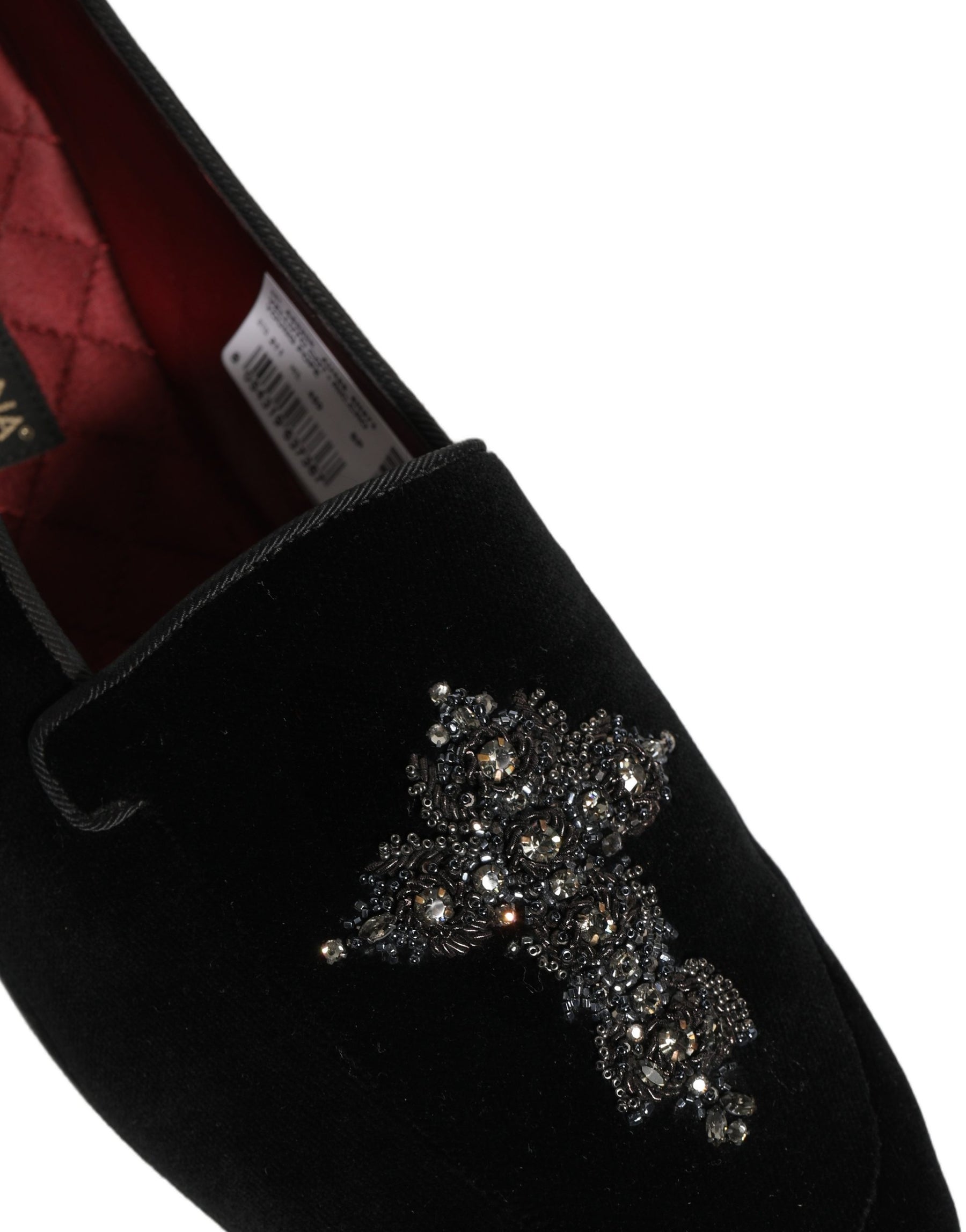 Dolce & Gabbana Black Suede Embellished Dress Loafers Shoes | Regal Royce