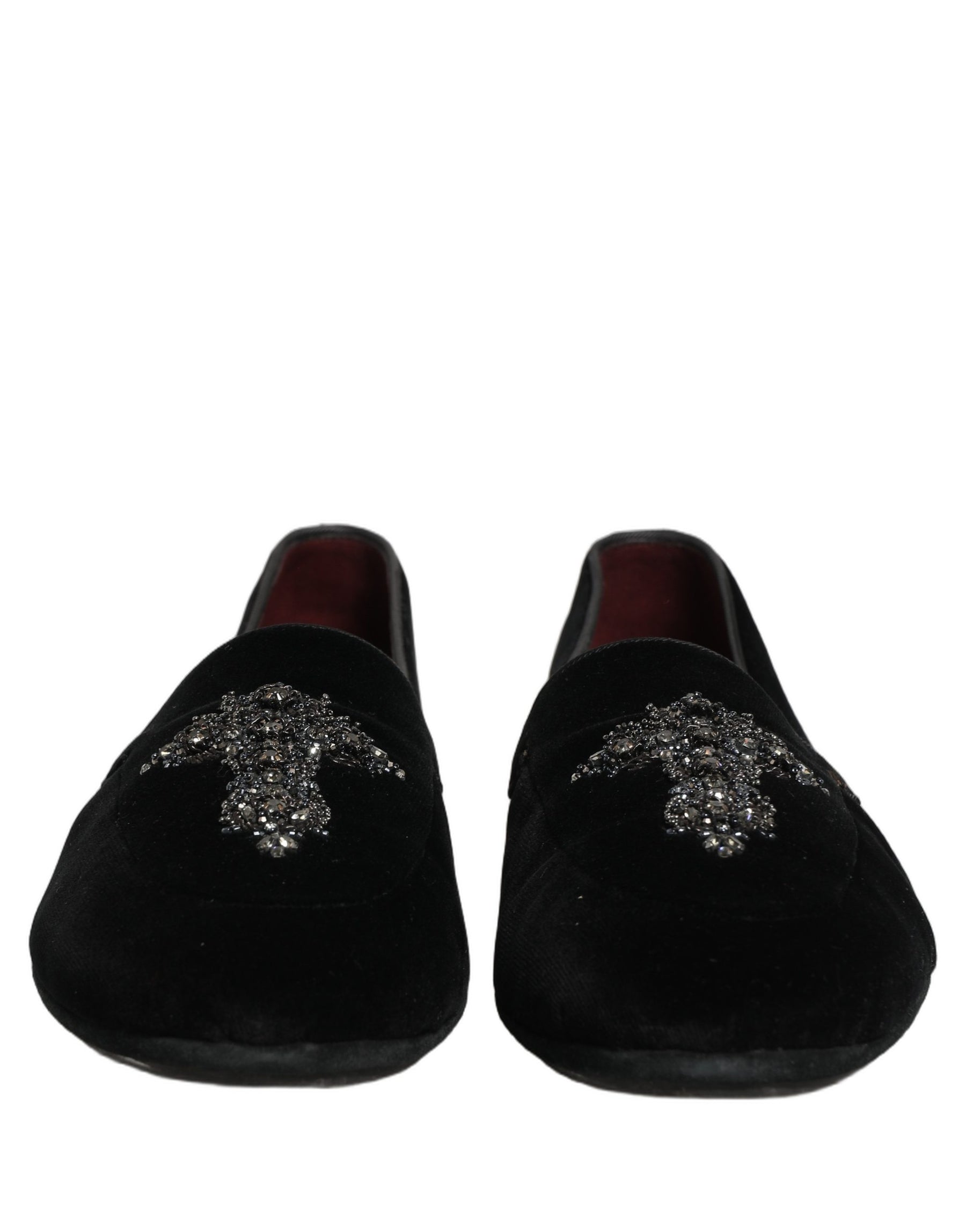 Dolce & Gabbana Black Suede Embellished Dress Loafers Shoes | Regal Royce