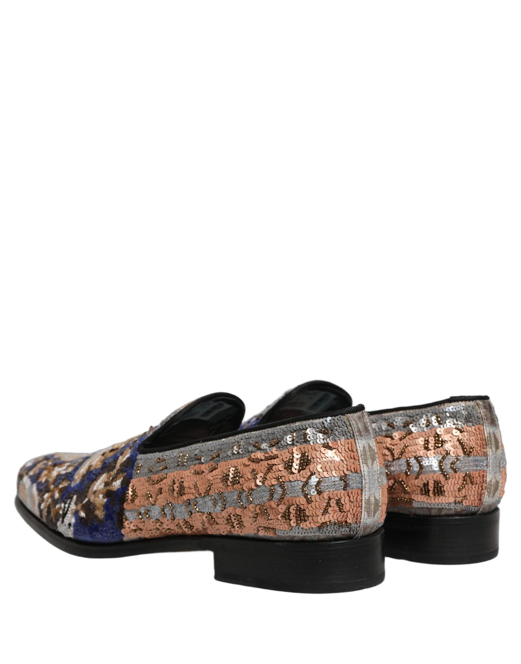 Dolce & Gabbana Multicolor Embroidered Sequin Loafers Shoes | Regal Royce