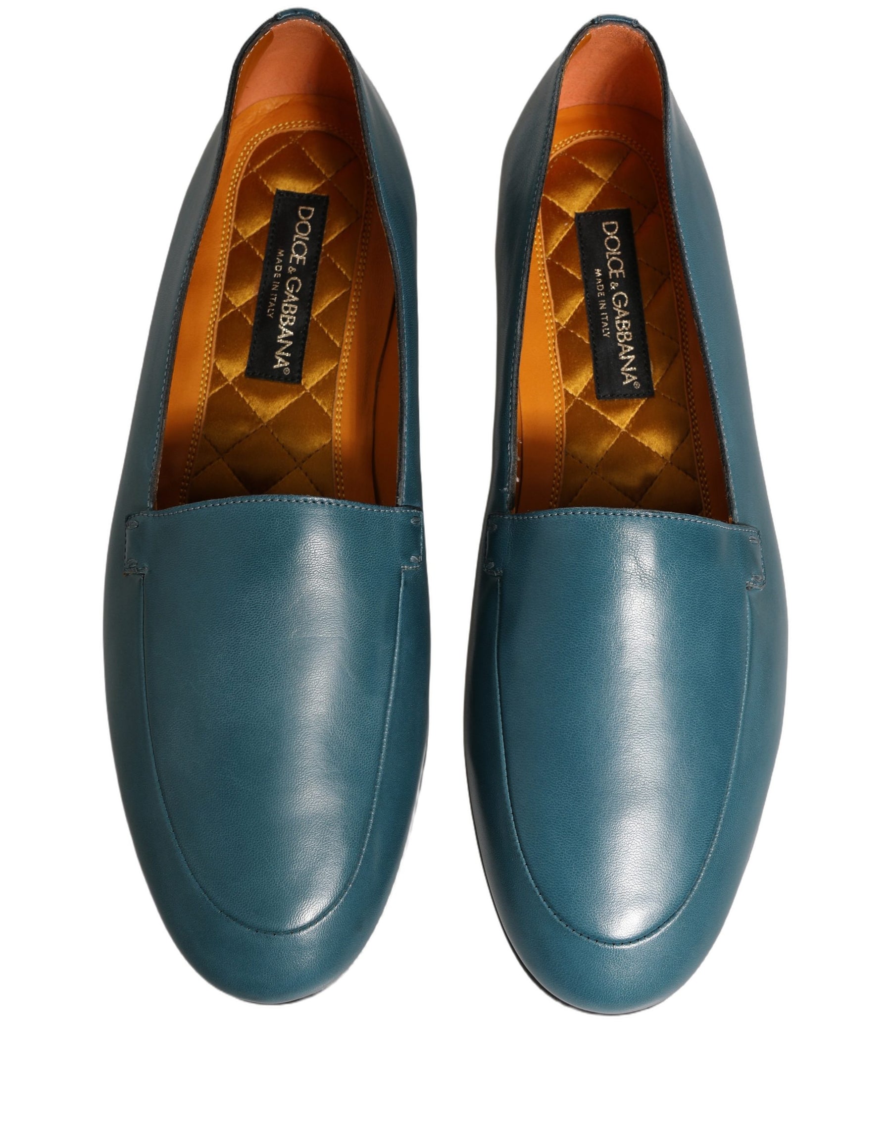 Dolce & Gabbana Blue Leather Logo Slip On Men Loafers Shoes | Regal Royce