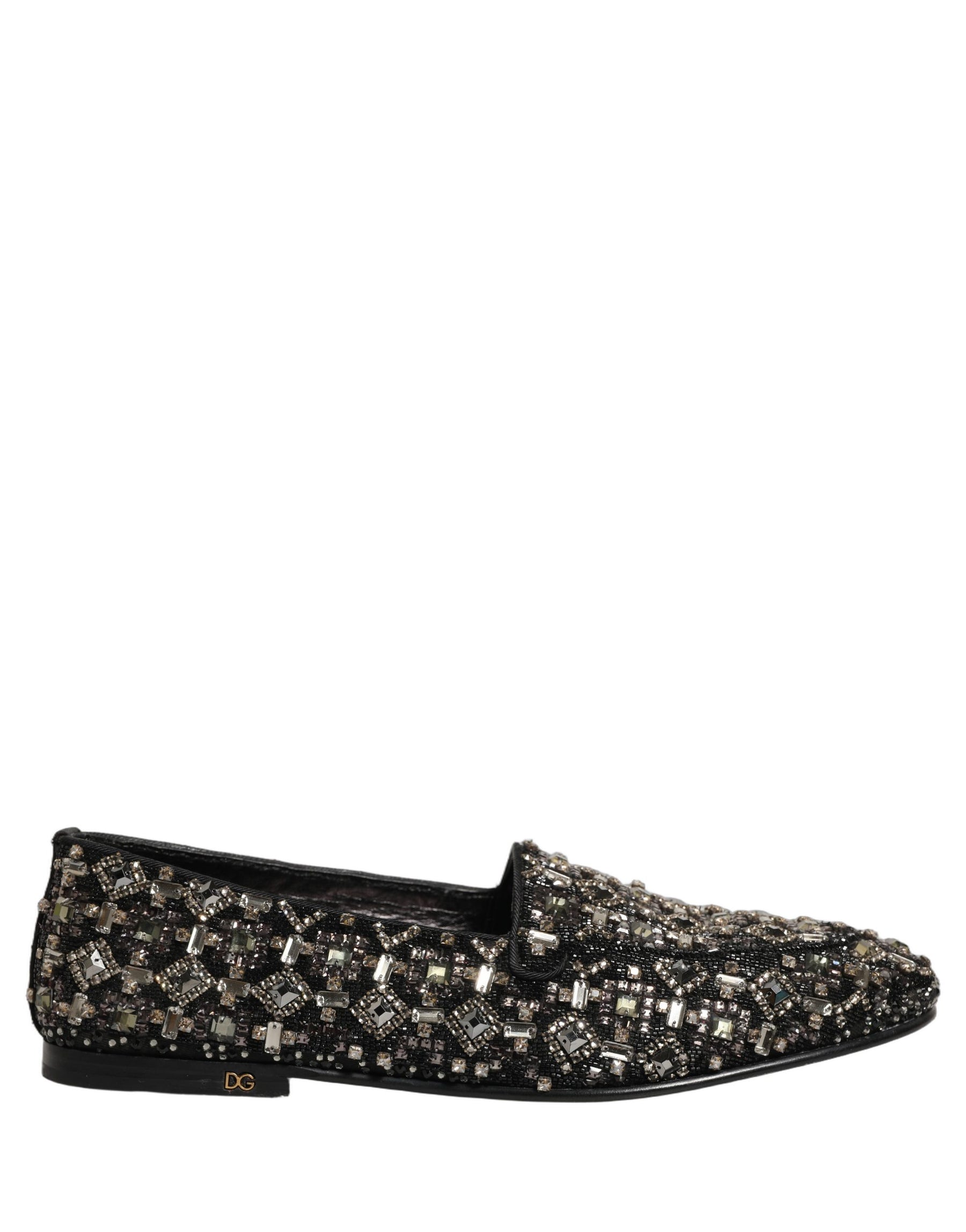 Dolce & Gabbana Silver Leather Logo Slip On Loafers Shoes | Regal Royce
